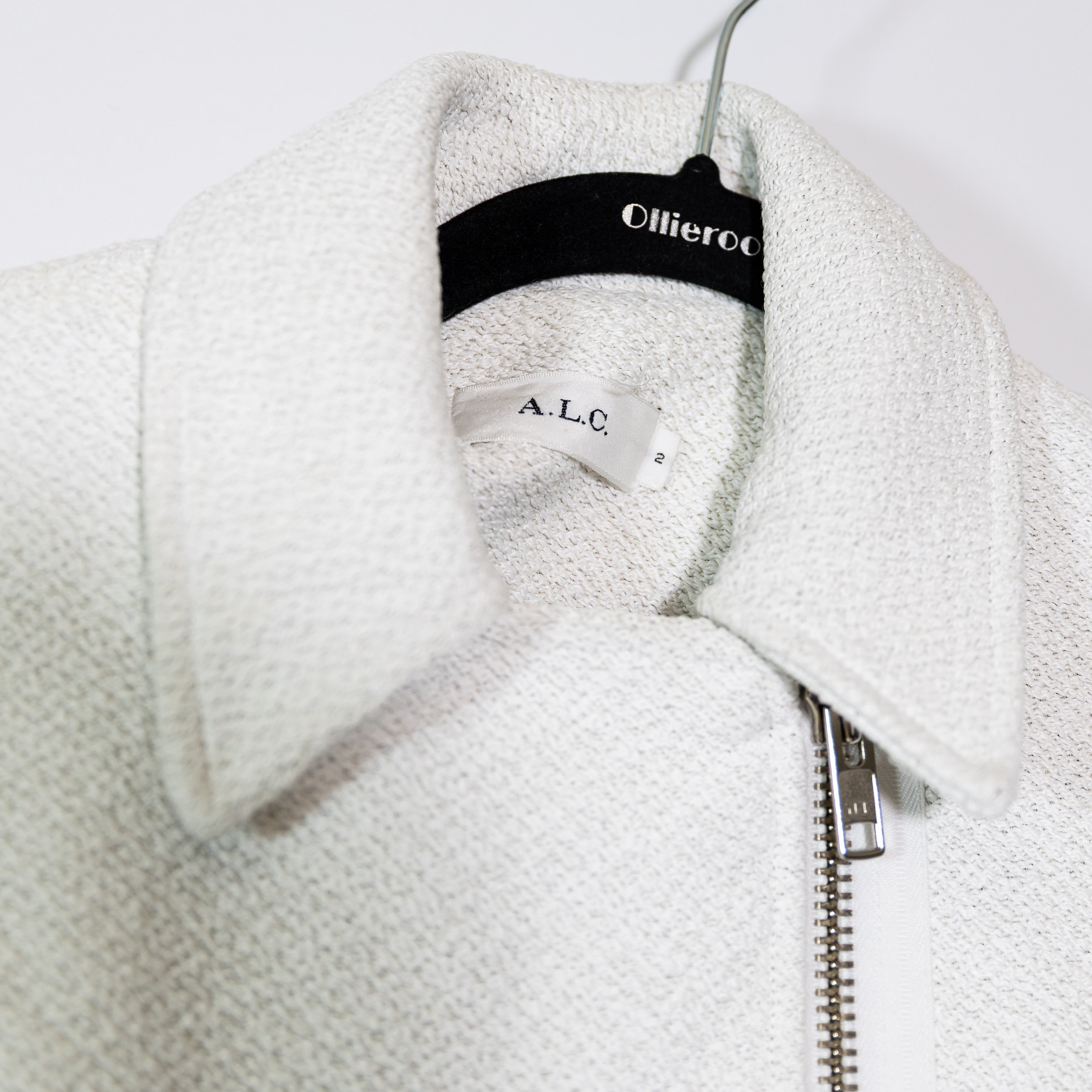A.L.C. Bohen Women's Wool Blend Full Zip Collared Pea Coat Jacket White 2