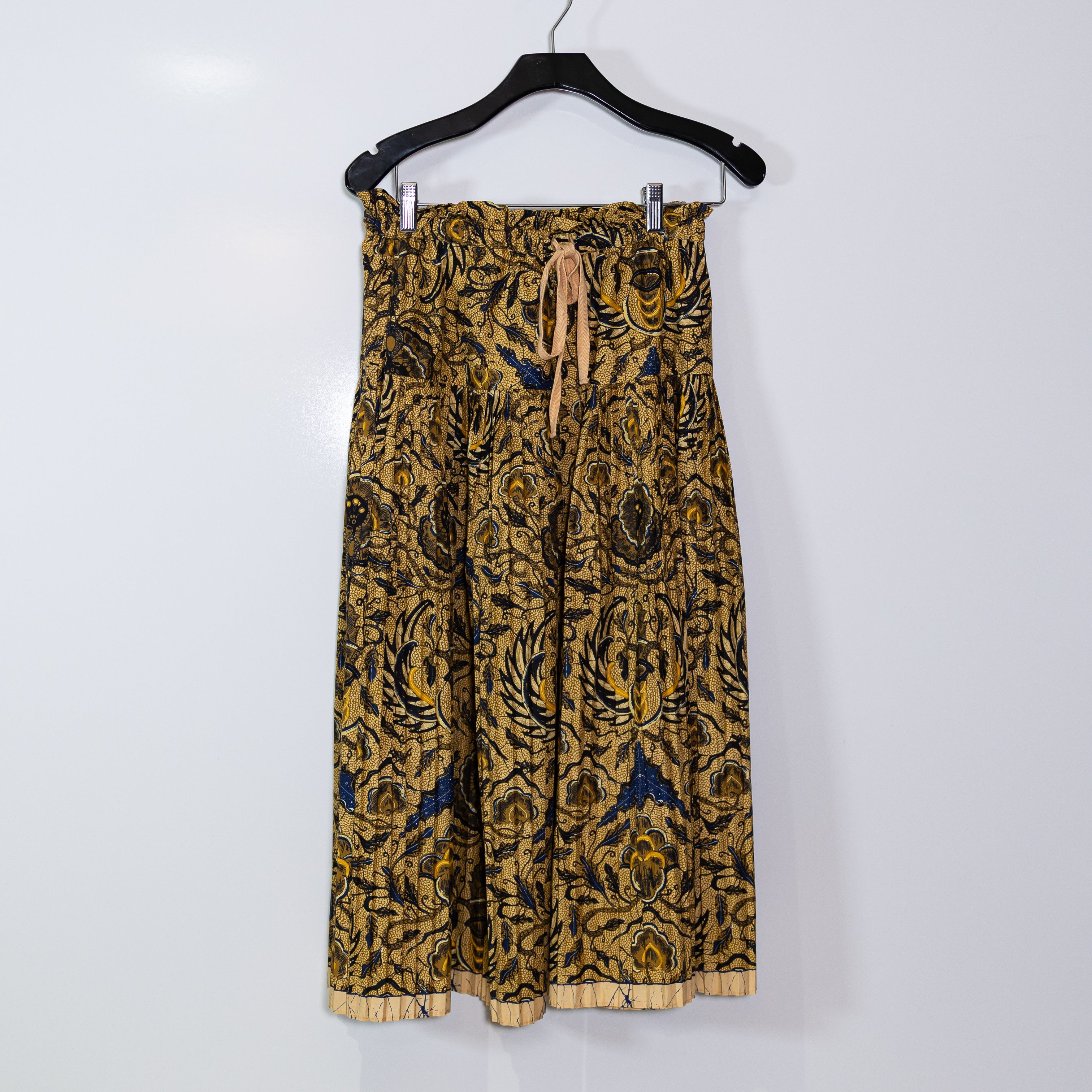 Ulla Johnson Lourdes Batik Cotton Poplin Mid Rise A Line Tie Waist Midi Skirt 2