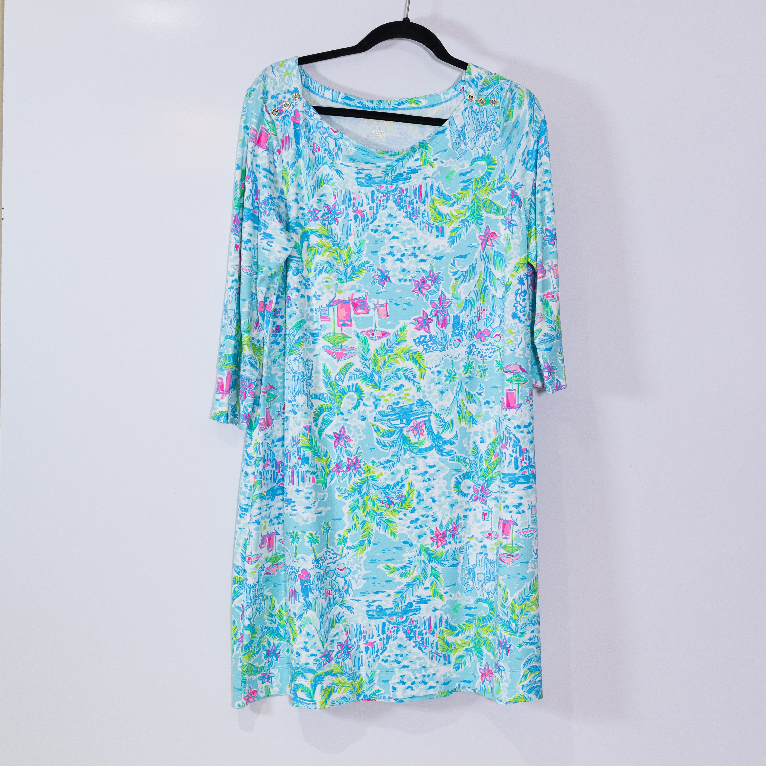 Lilly Pulitzer Sophie Scoop Neck Quarter Sleeve Dress What A Lovely Place Print
