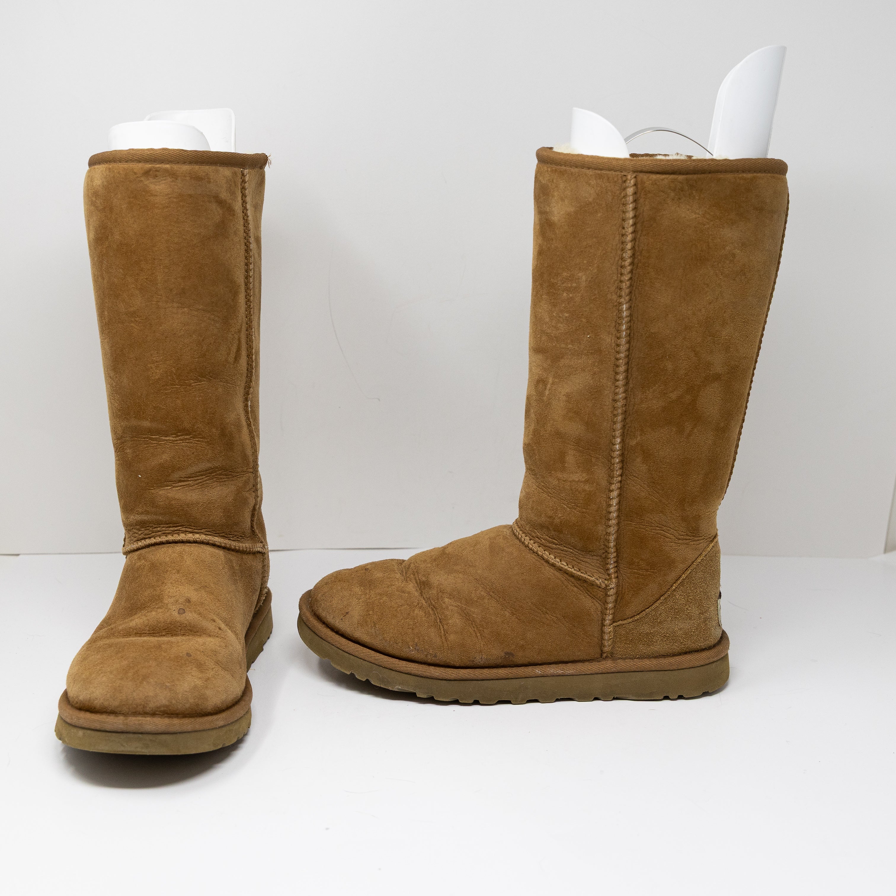 Ugg Women's Suede Shearling Lined Tall Pull On Winter Boots Shoes Chestnut 7