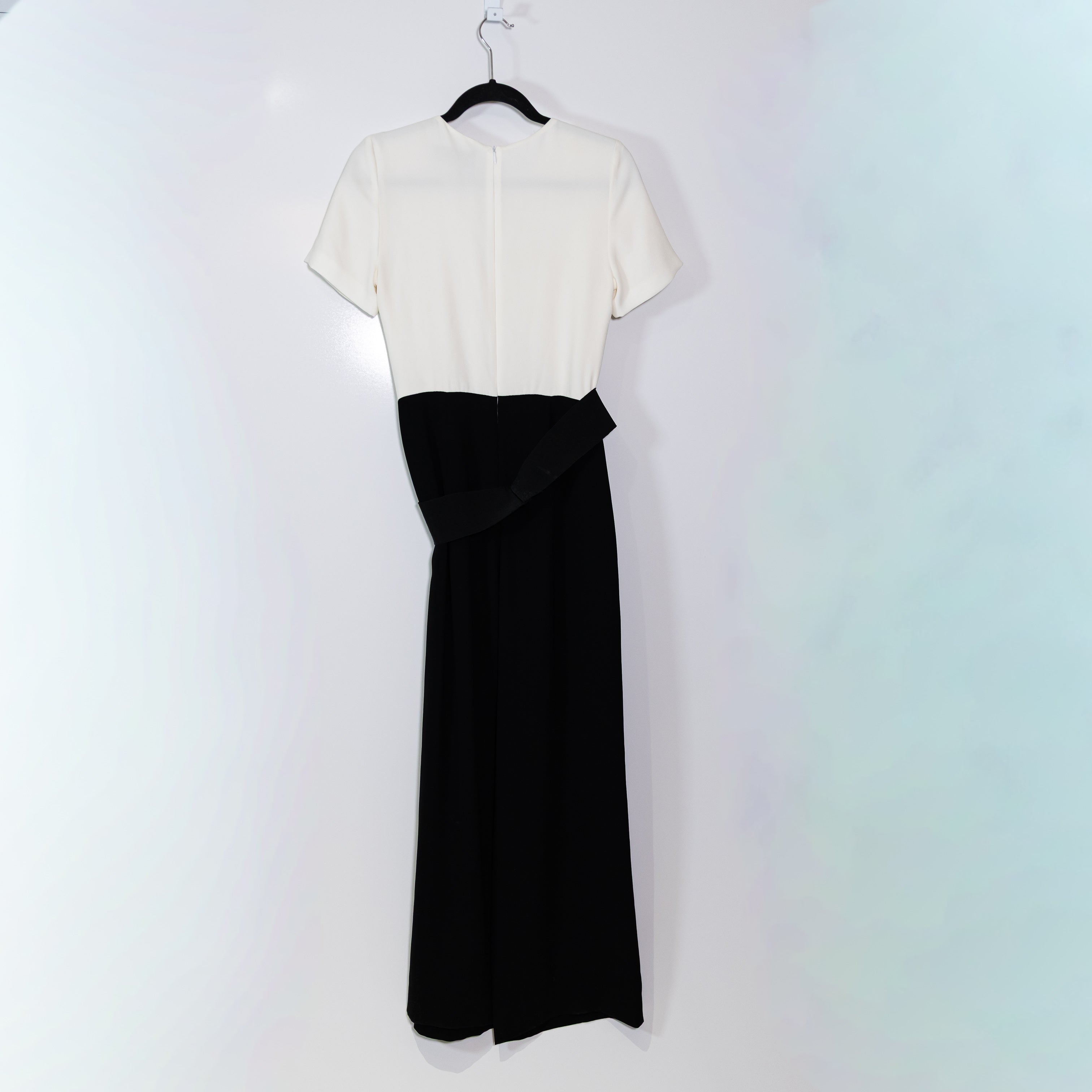 MaxMara Women's Chiffon Pleated Belted Short Sleeve Full Length Jumpsuit Jumper