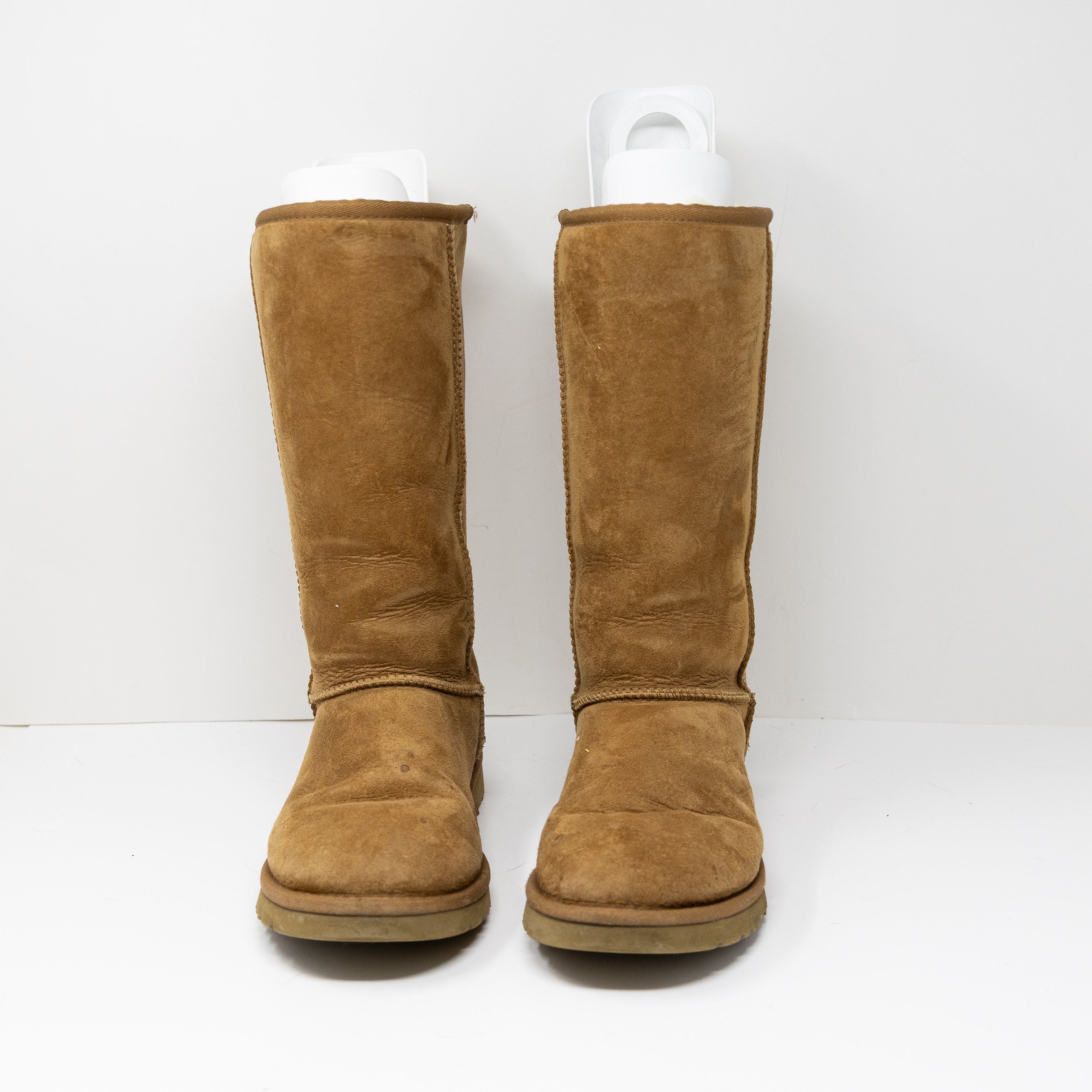 Ugg Women's Suede Shearling Lined Tall Pull On Winter Boots Shoes Chestnut 7