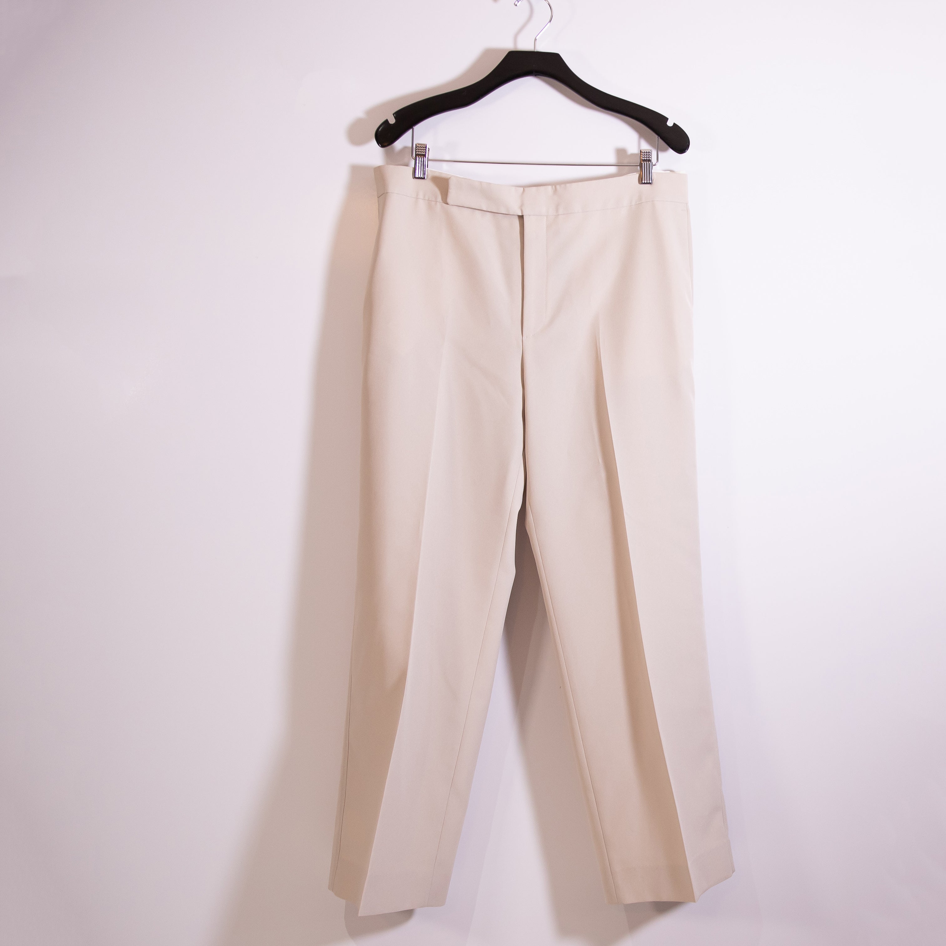 Celine Women's Mid Rise Straight Leg Front Pleat Trouser Pants Neutral 44