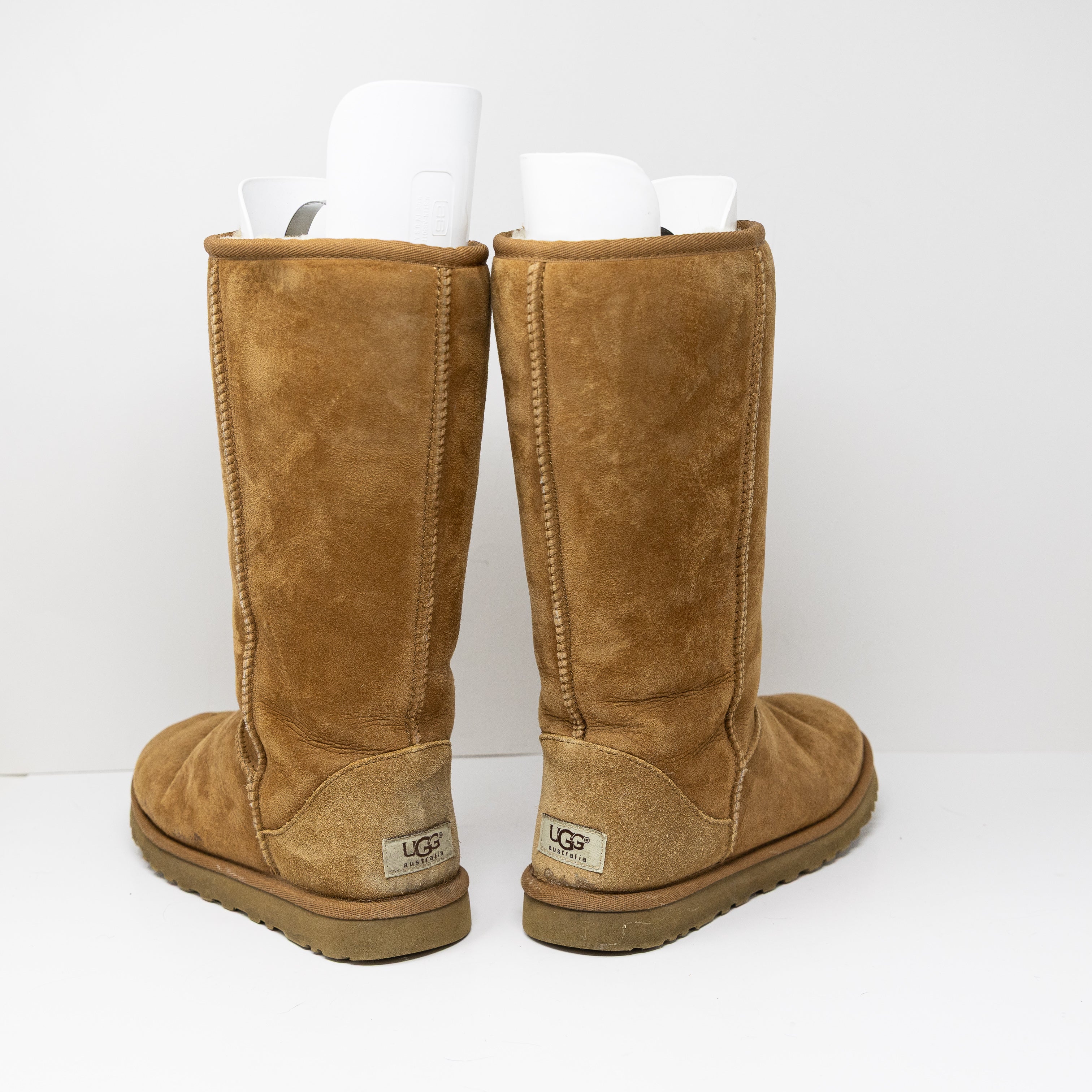 Ugg Women's Suede Shearling Lined Tall Pull On Winter Boots Shoes Chestnut 7