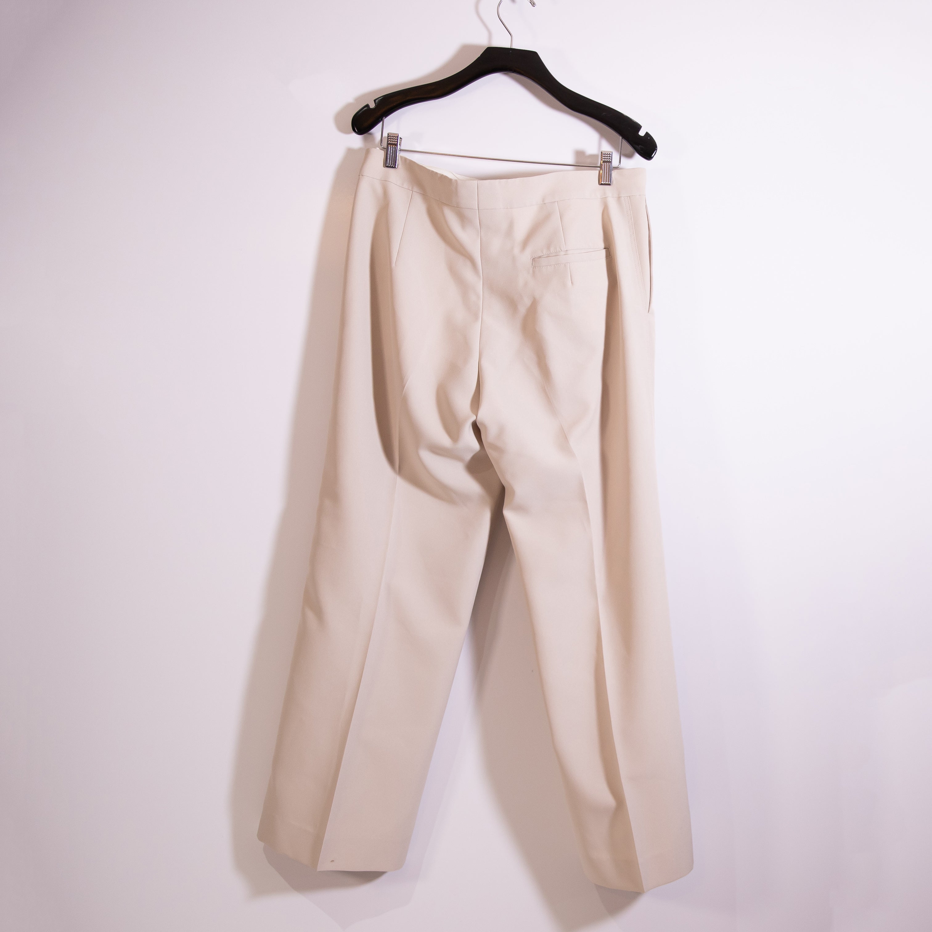 Celine Women's Mid Rise Straight Leg Front Pleat Trouser Pants Neutral 44