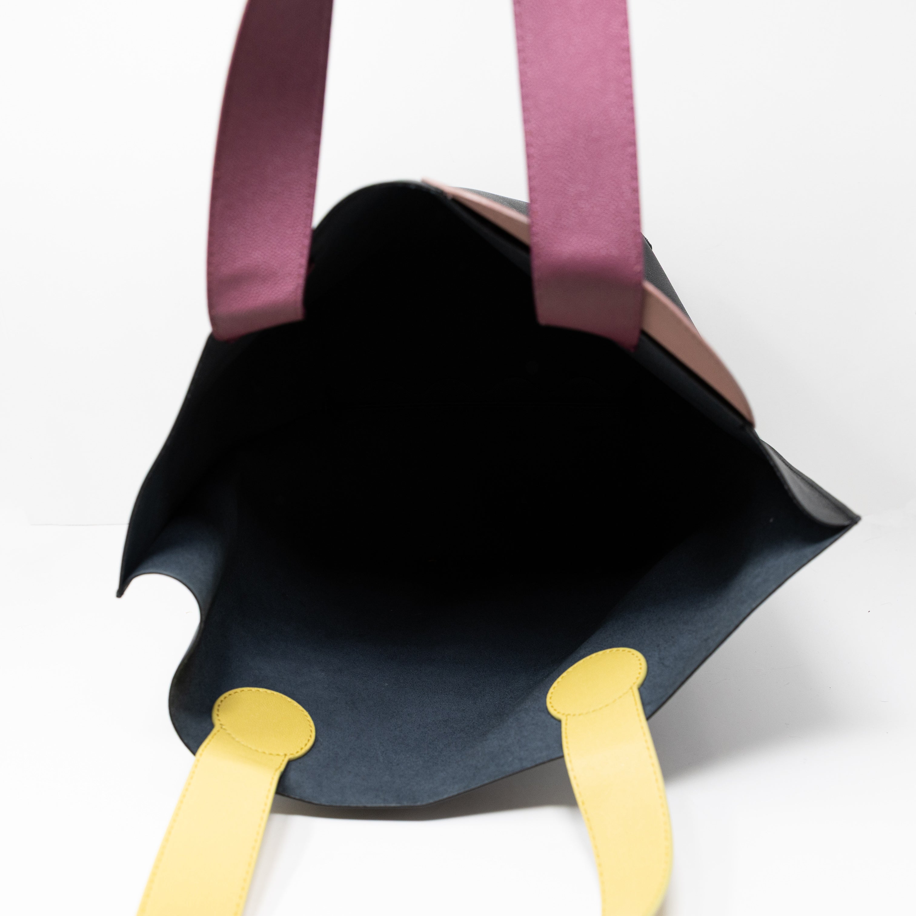 Roksanda Genuine Leather Geometric Open Top Tote Purse Bag Black Pink Yellow