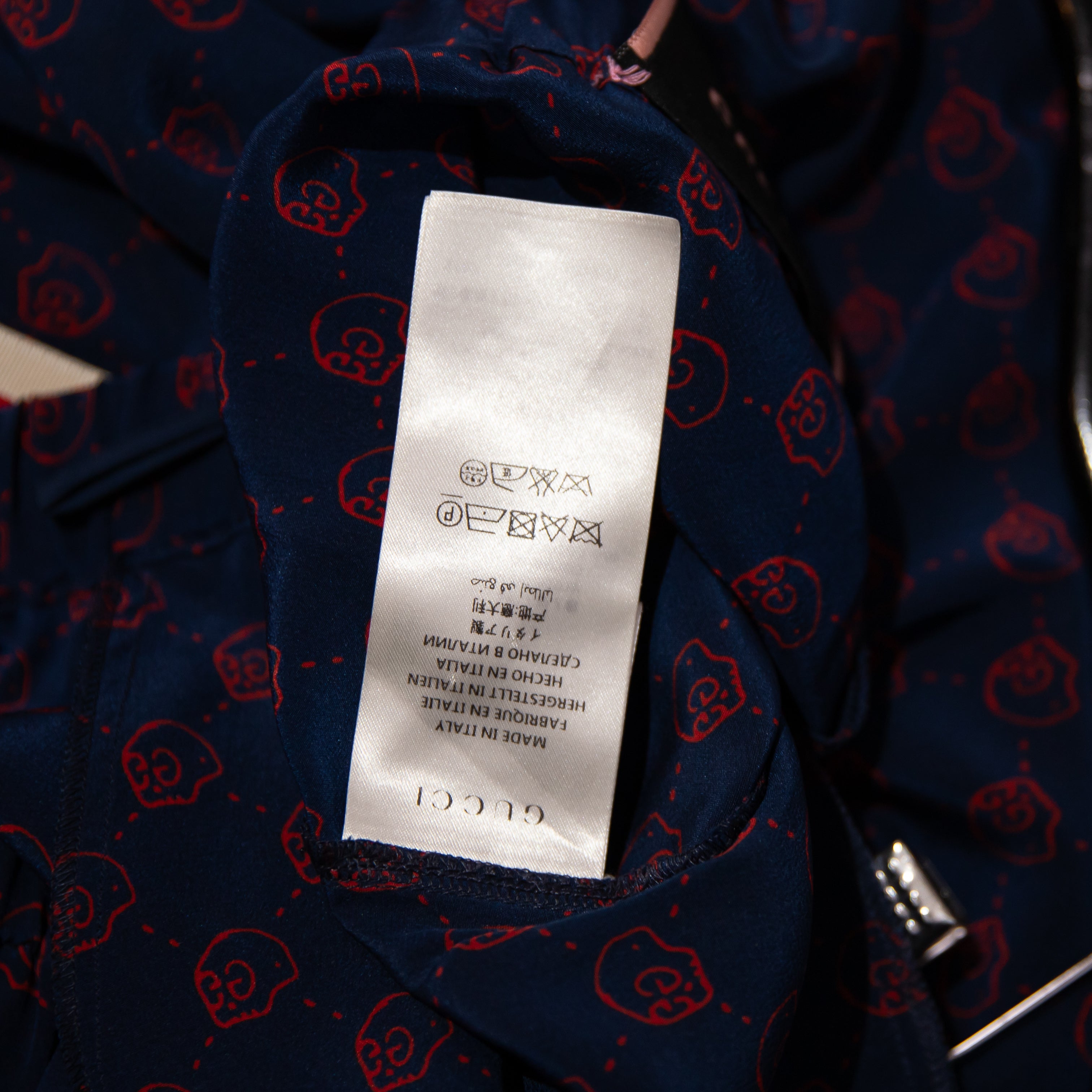 Gucci Women's Made In Italy Silk Chiffon Skull GG Logo Web Print Trouser Pants L