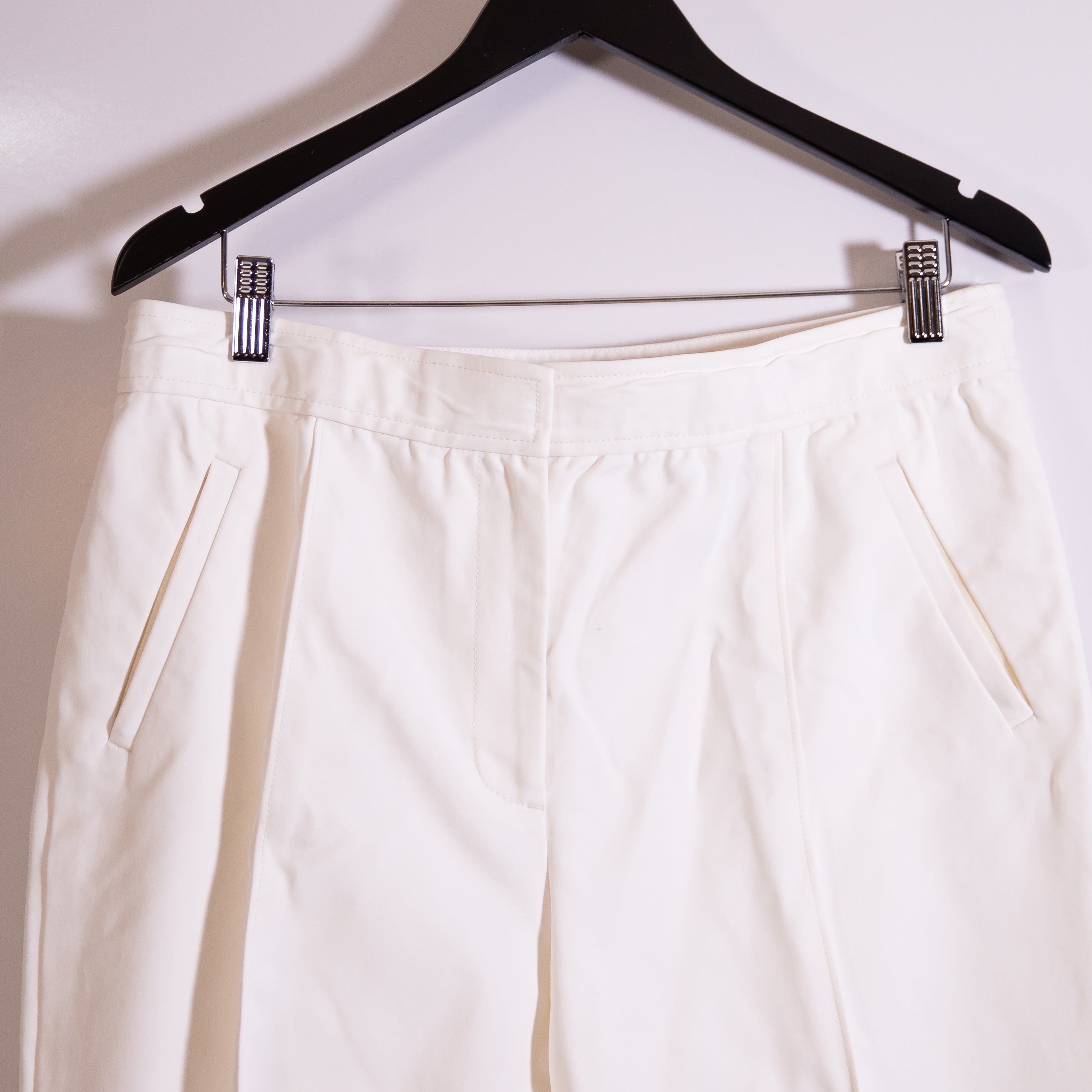Tory Burch Vanner Slim Leg Ankle Mid Rise Cotton Poplin Trouser Pants White 10