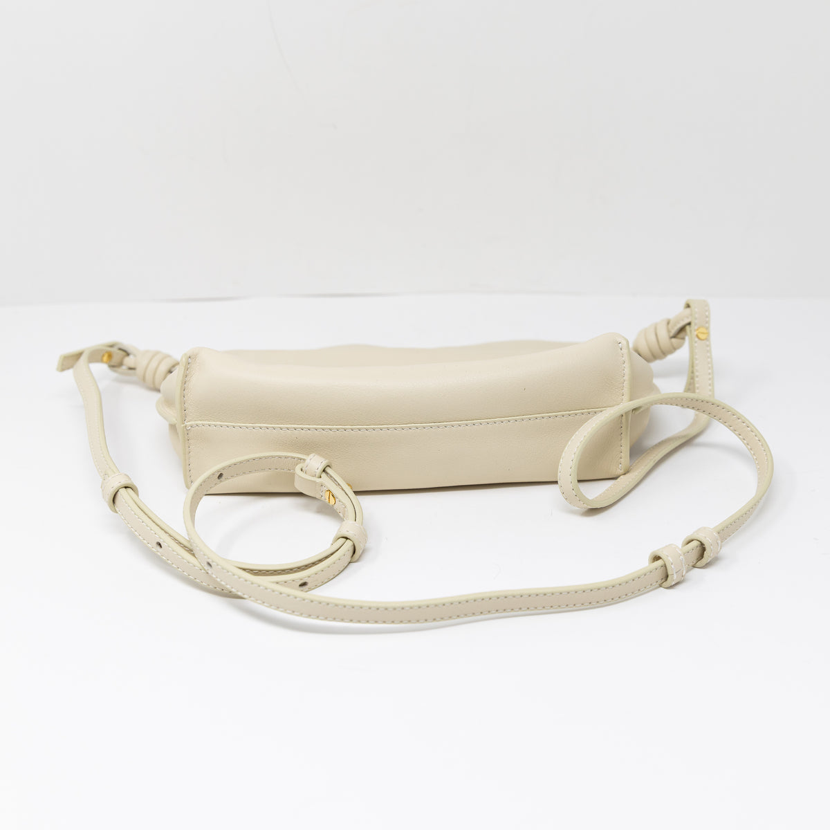 Loewe Flamenco Mini Convertible Shoulder Clutch Bag Purse Nappa Leather Sea Salt