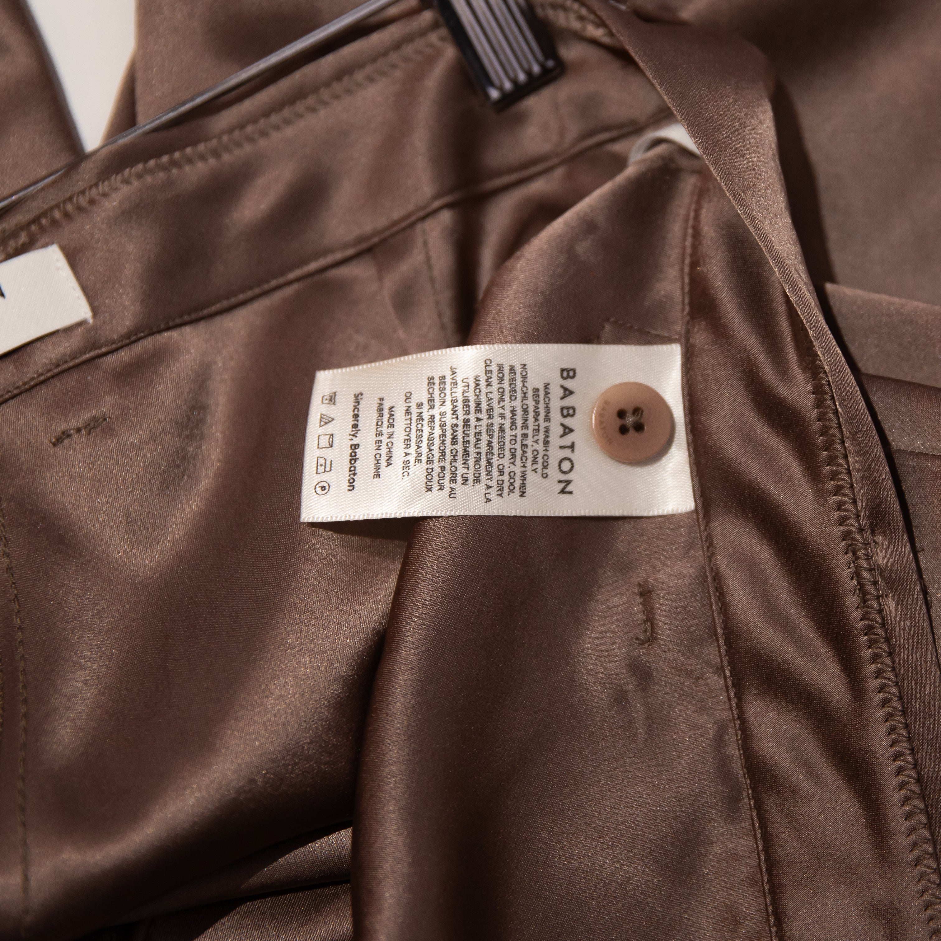 Babaton Aritzia Refined Satin High Waisted Straight Leg Cargo Pants Brown 6