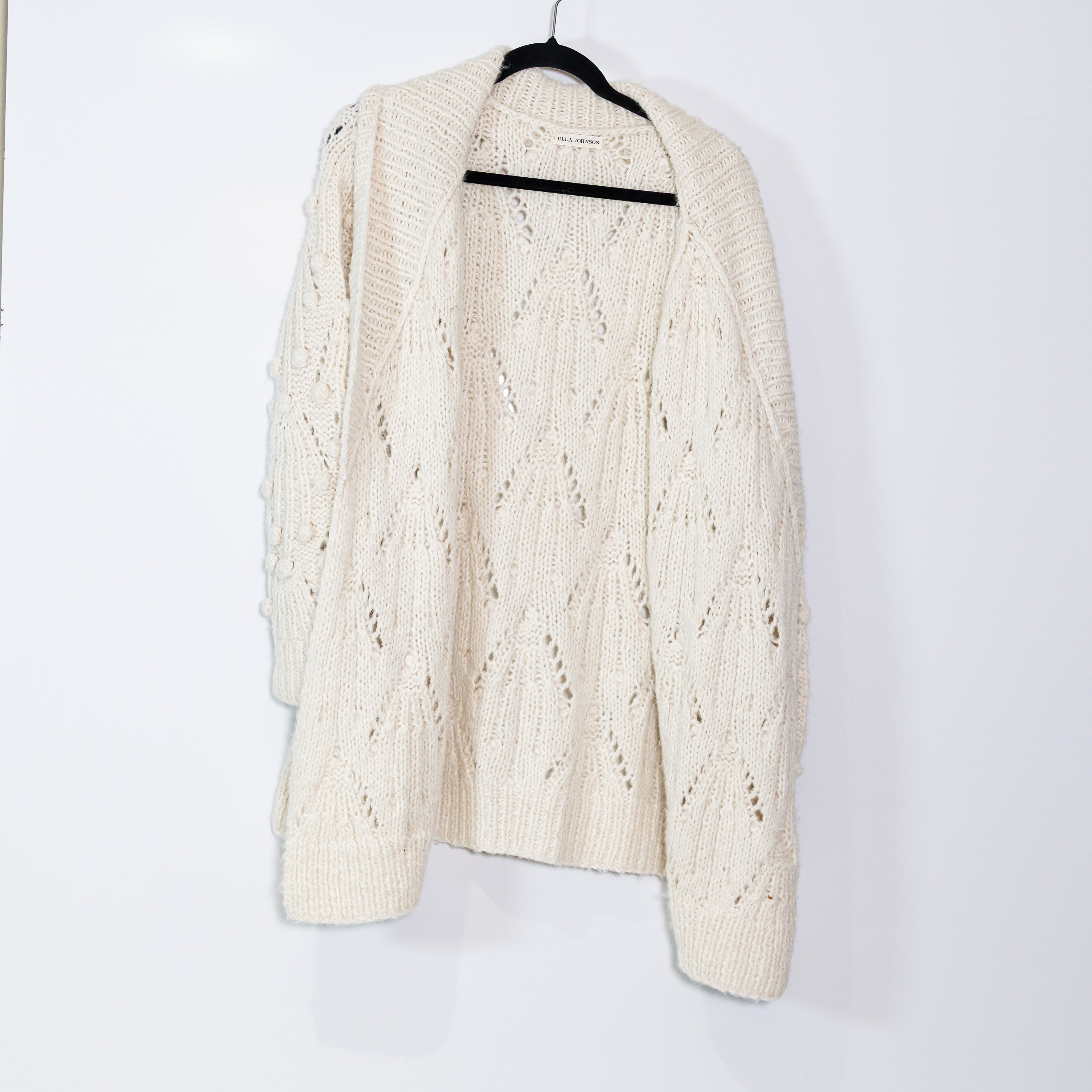 Ulla Johnson Women's Baby Alpaca Knit Open Front Cardigan Sweater Ivory Small
