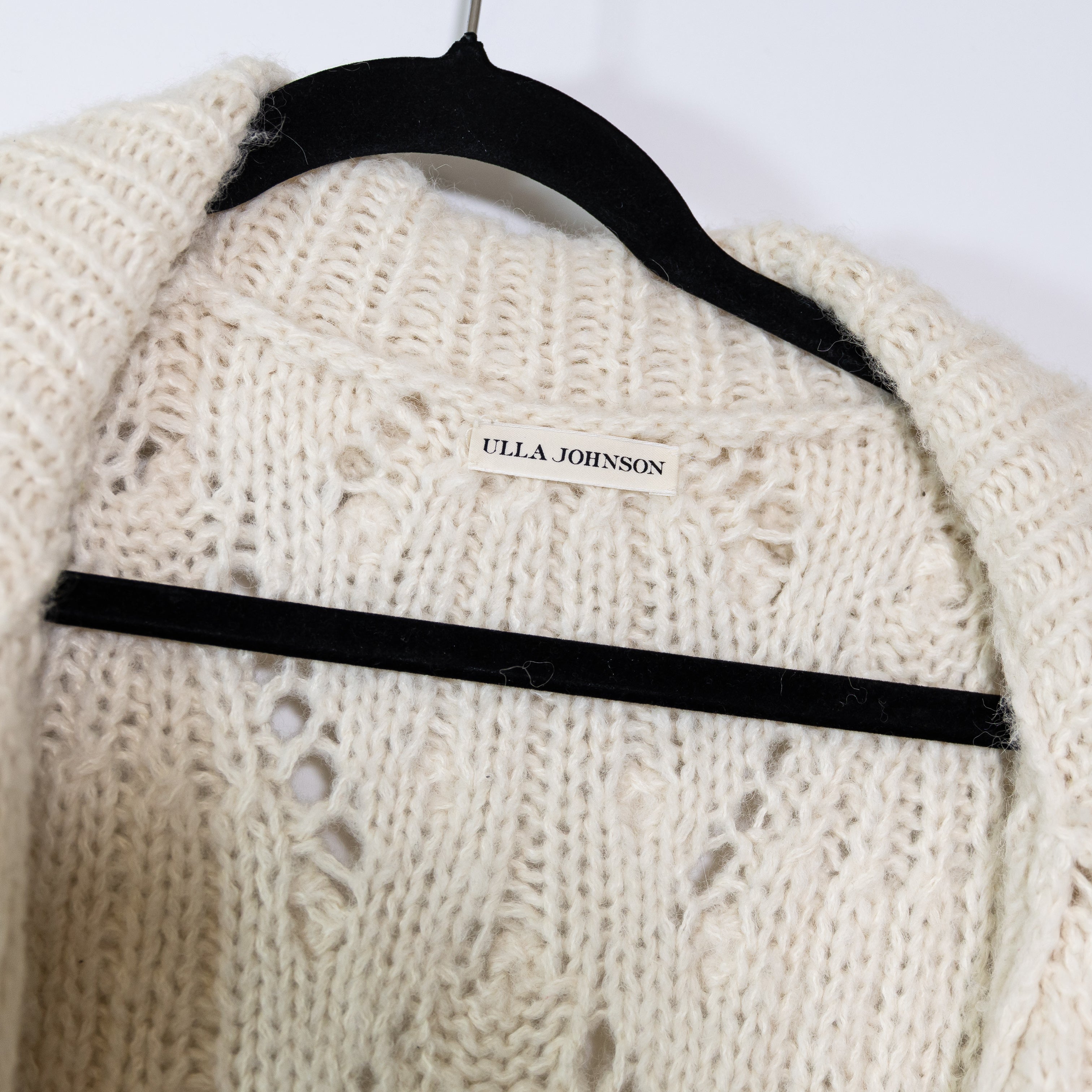 Ulla Johnson Women's Baby Alpaca Knit Open Front Cardigan Sweater Ivory Small