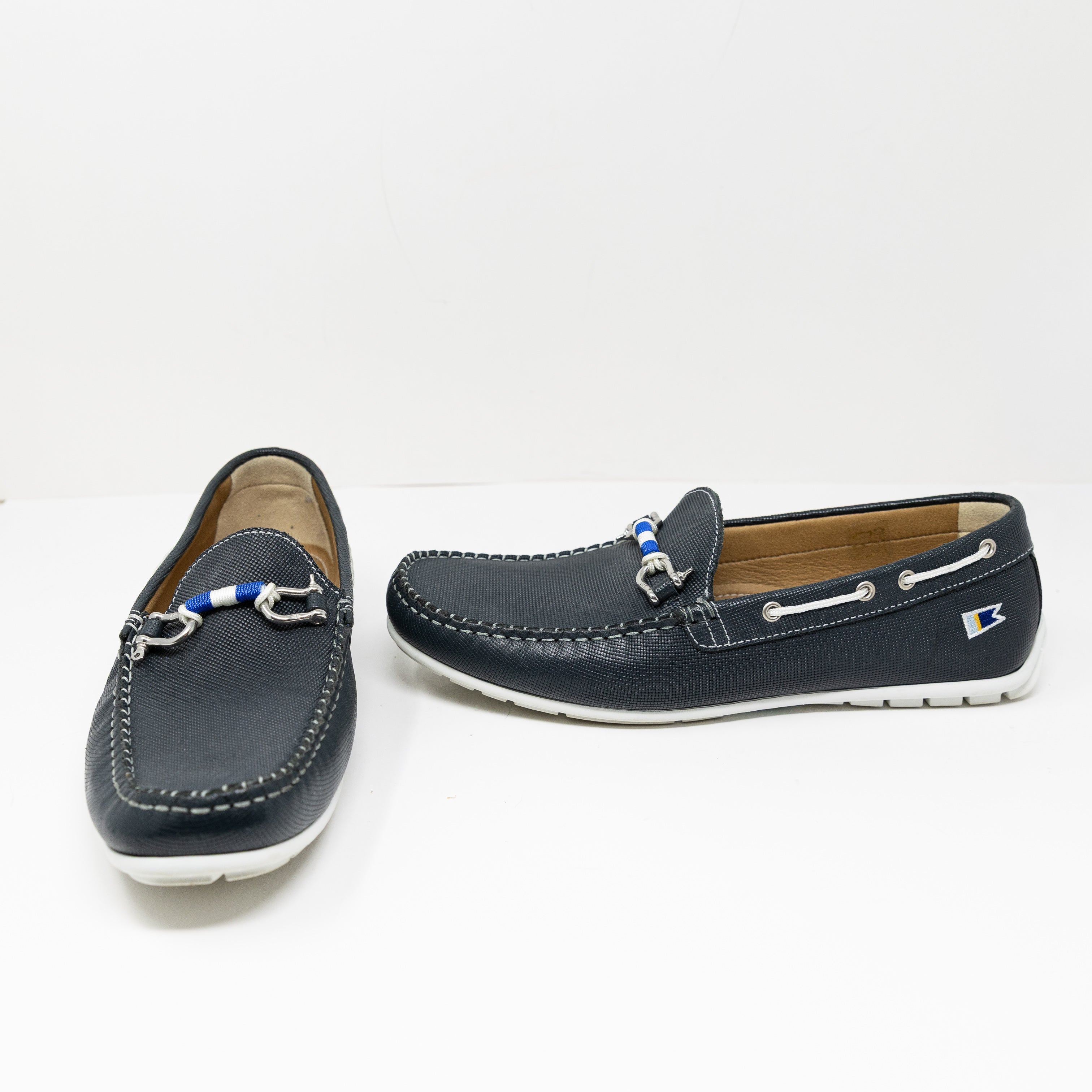 Riomar Men's The Navy Waterman Genuine Leather Slip On Loafers Flats Shoes 11.5