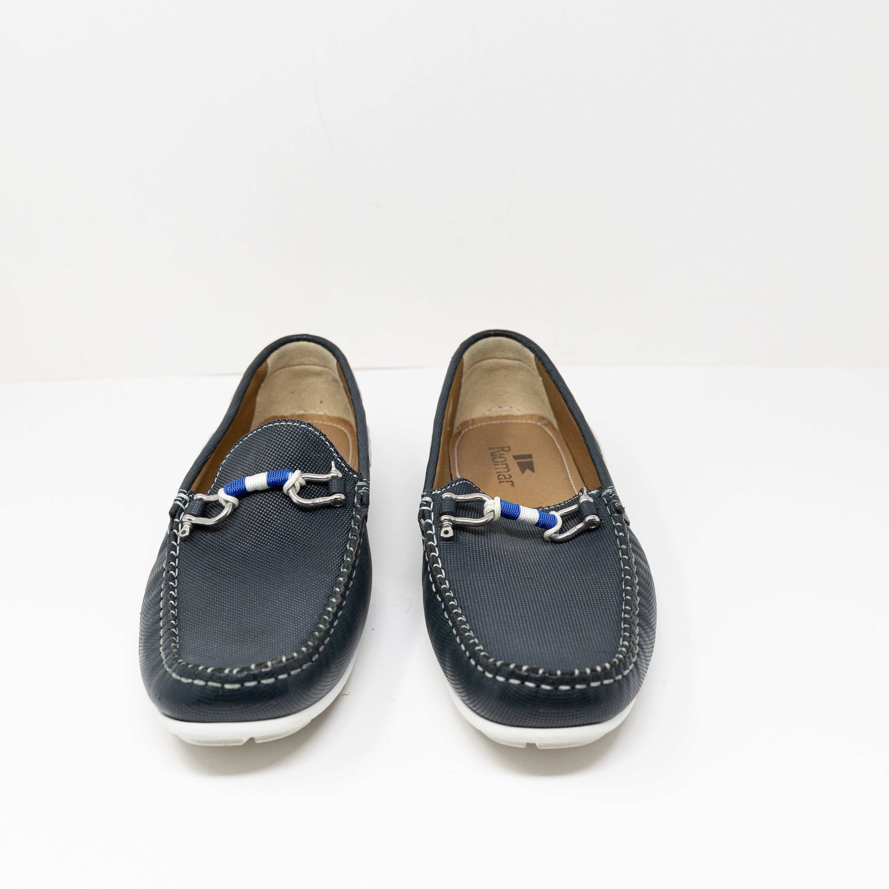 Riomar Men's The Navy Waterman Genuine Leather Slip On Loafers Flats Shoes 11.5