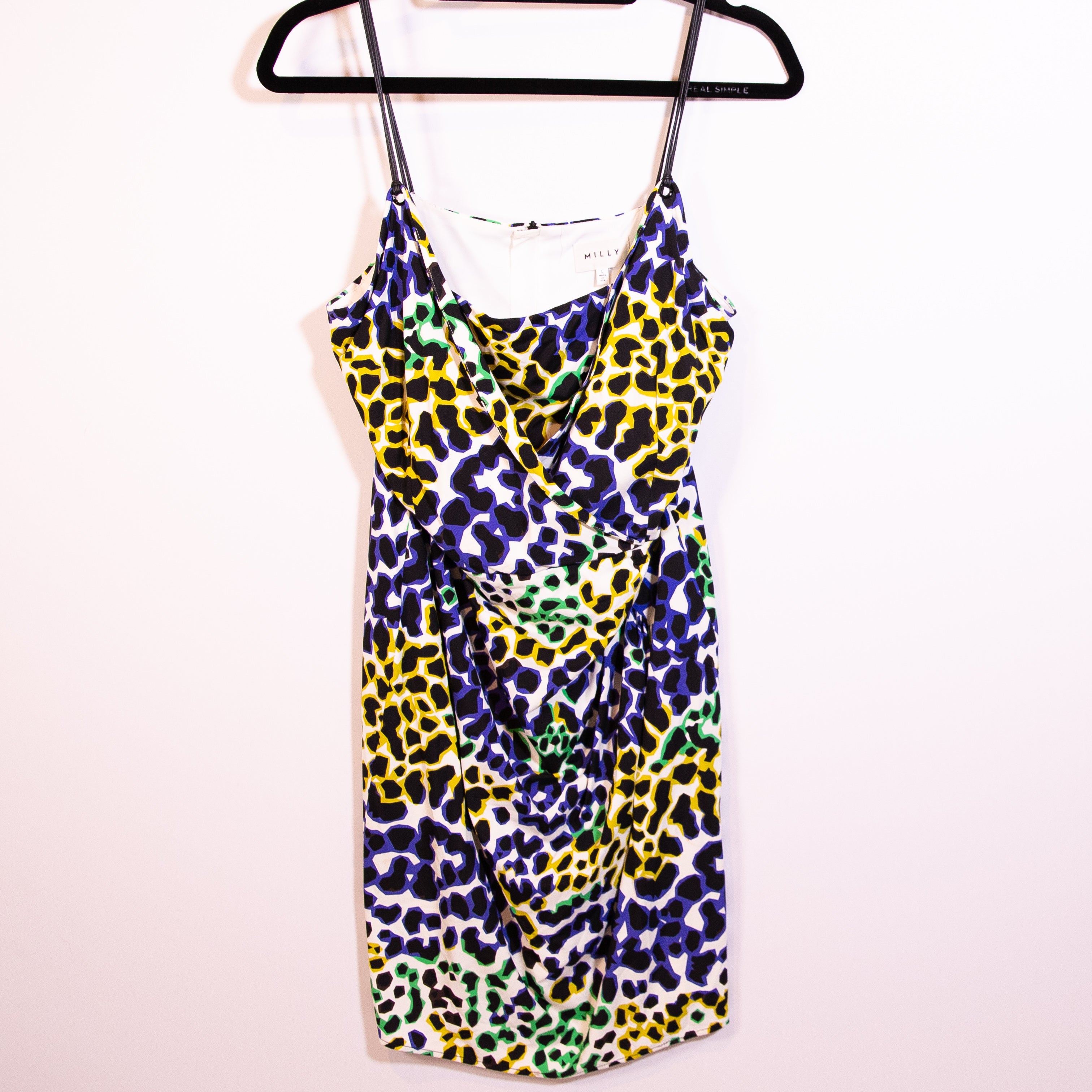 Milly Grommet Tank Draped Stretch Cheetah Leopard Animal Print Mini Dress Large