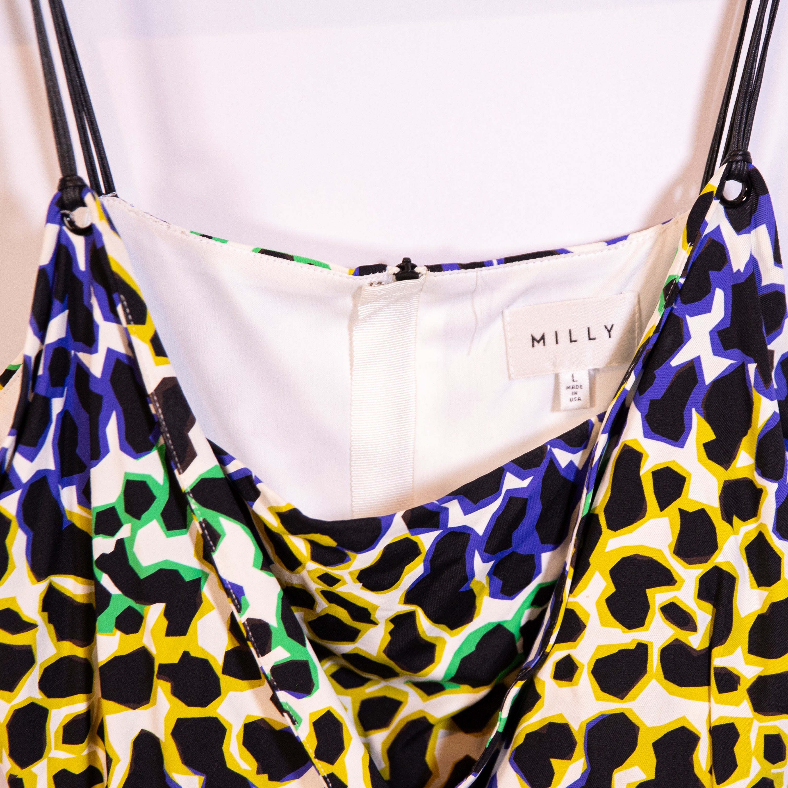 Milly Grommet Tank Draped Stretch Cheetah Leopard Animal Print Mini Dress Large