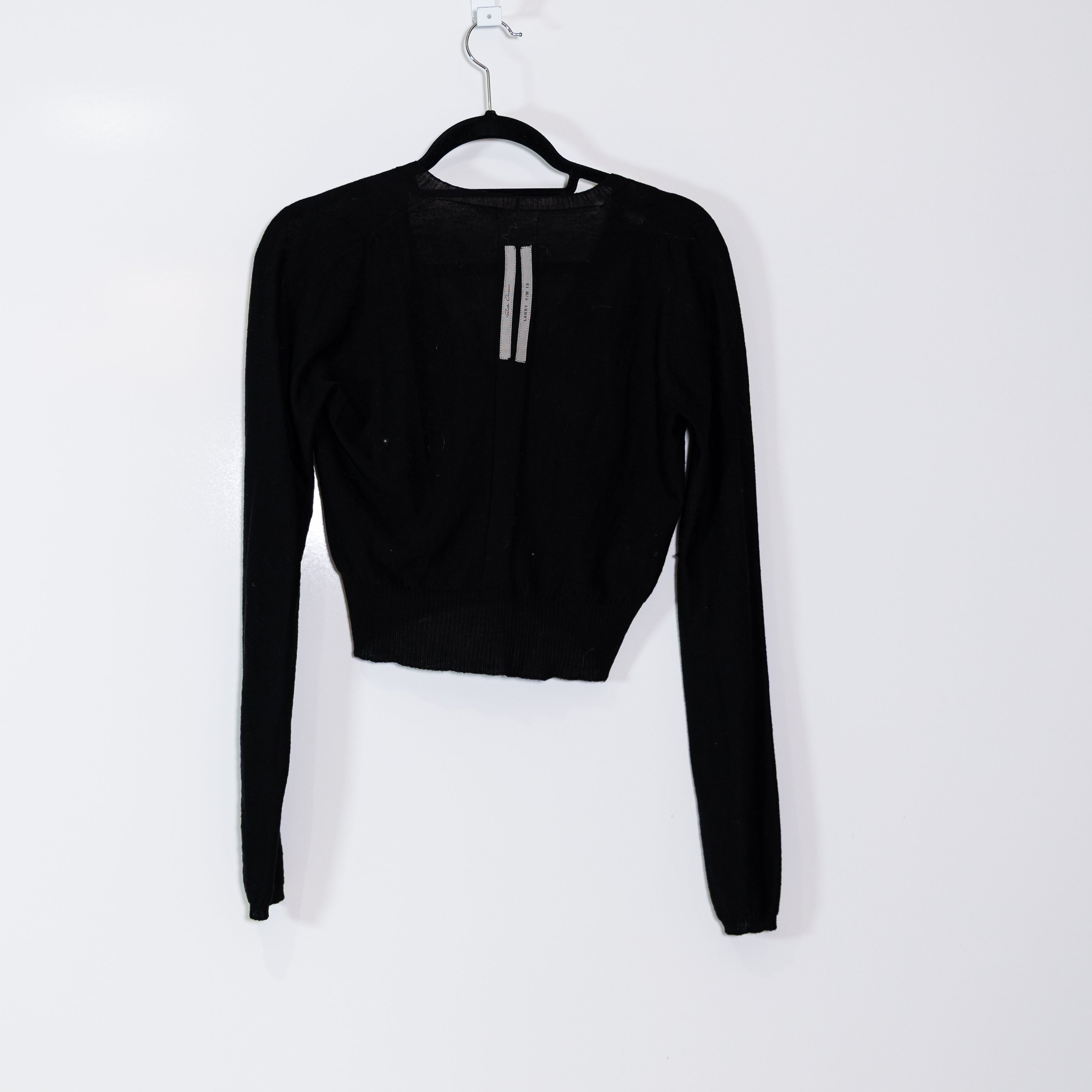 Rick Owens Women's Wool Blend Knit Stretch V Neck Pullover Sweater Solid Black S