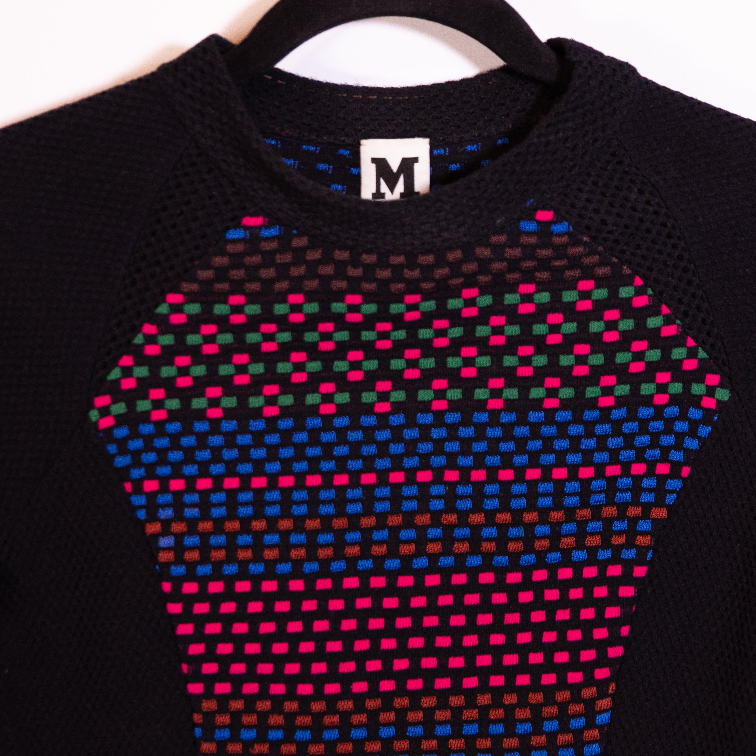 Missoni Cotton Blend Multi Color Woven Knit Stretch Short Sleeve Sweater Dress