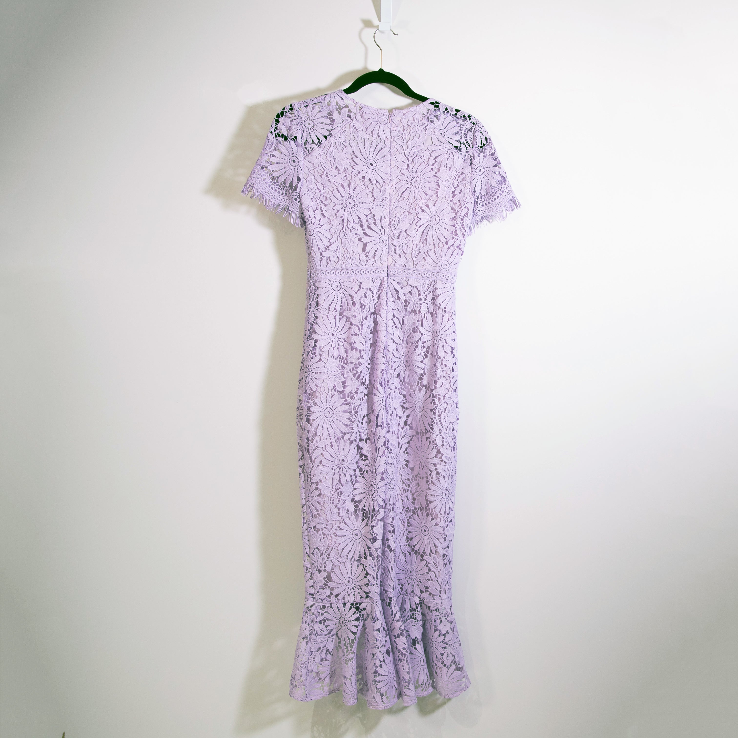 Shoshanna Edgecombe Floral Flower Allover Lace Short Sleeve Midi Sheath Dress 0