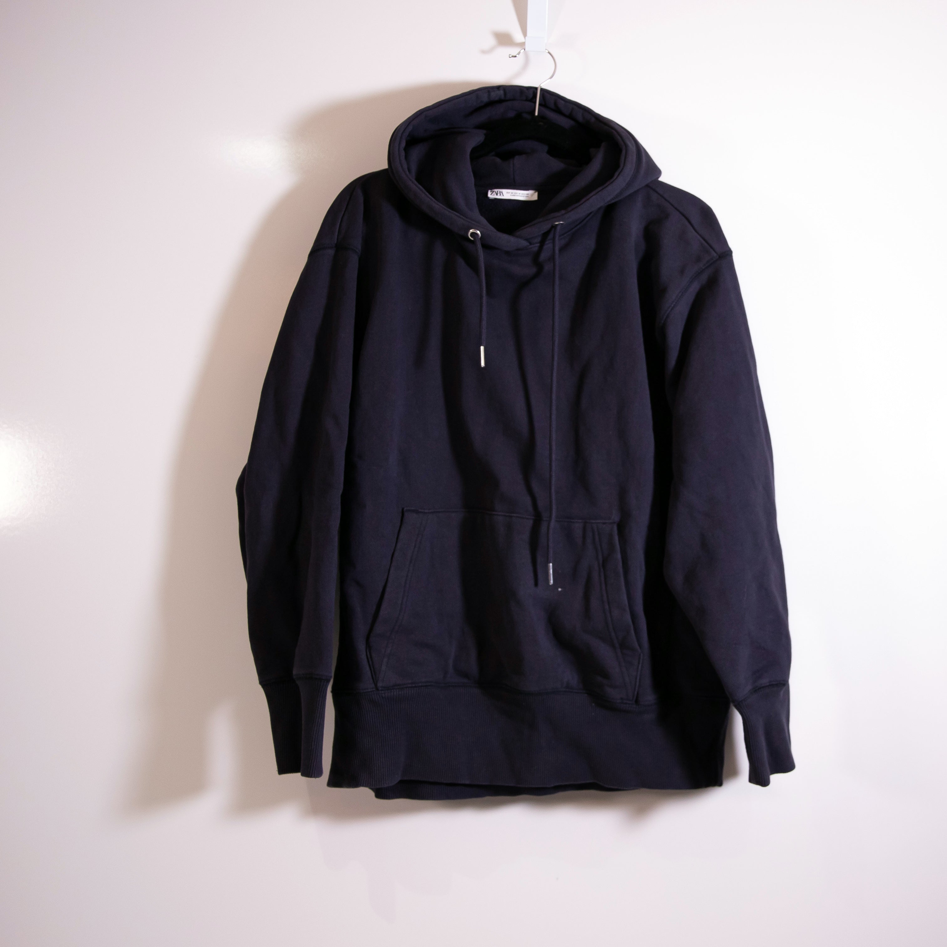 Zara Women's Cotton Fleece Lined Heavy Knit Pullover Hoodie Sweatshirt Sweater M