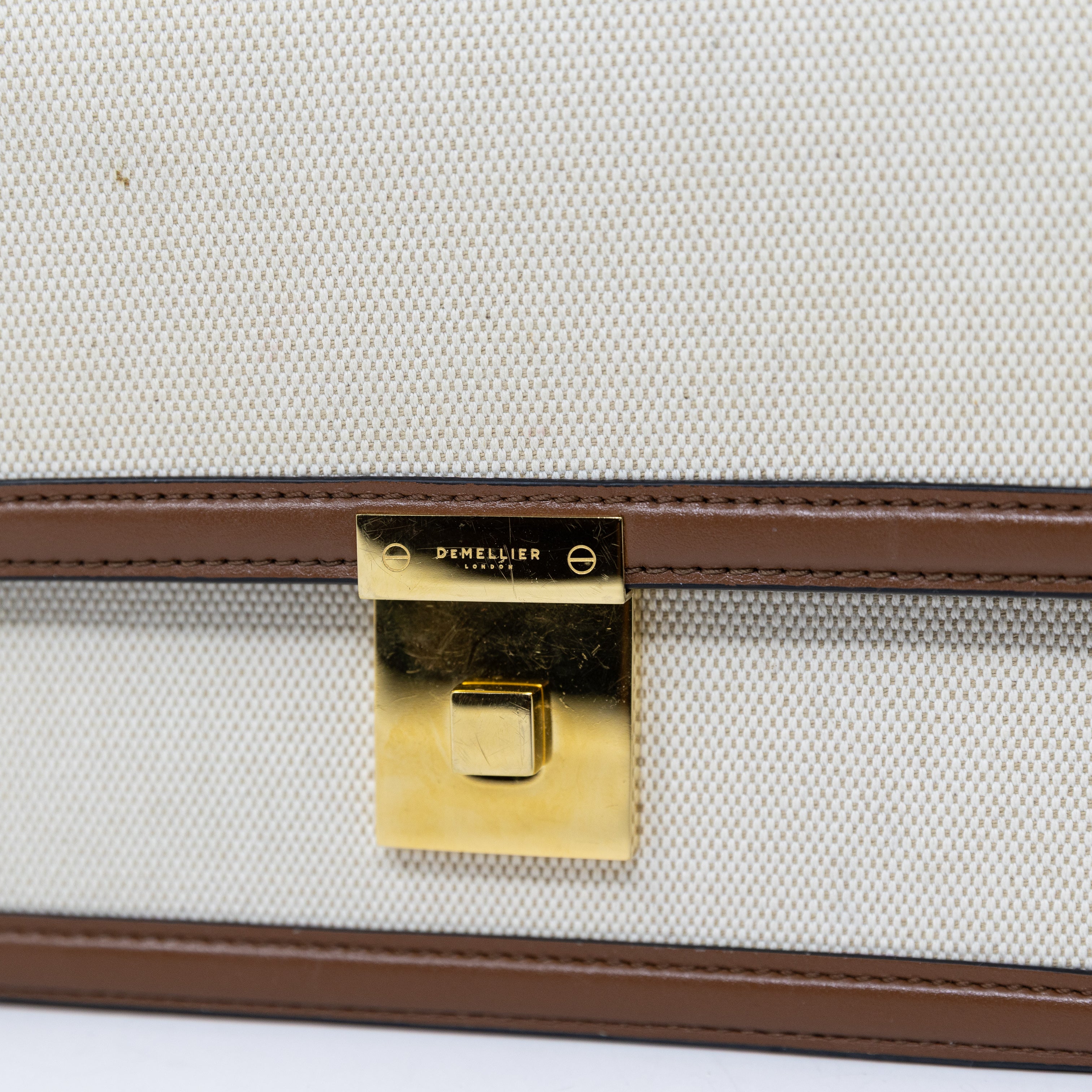 DeMellier Women's Natural Woven Genuine Leather Trim Crossbody Shoulder Bag