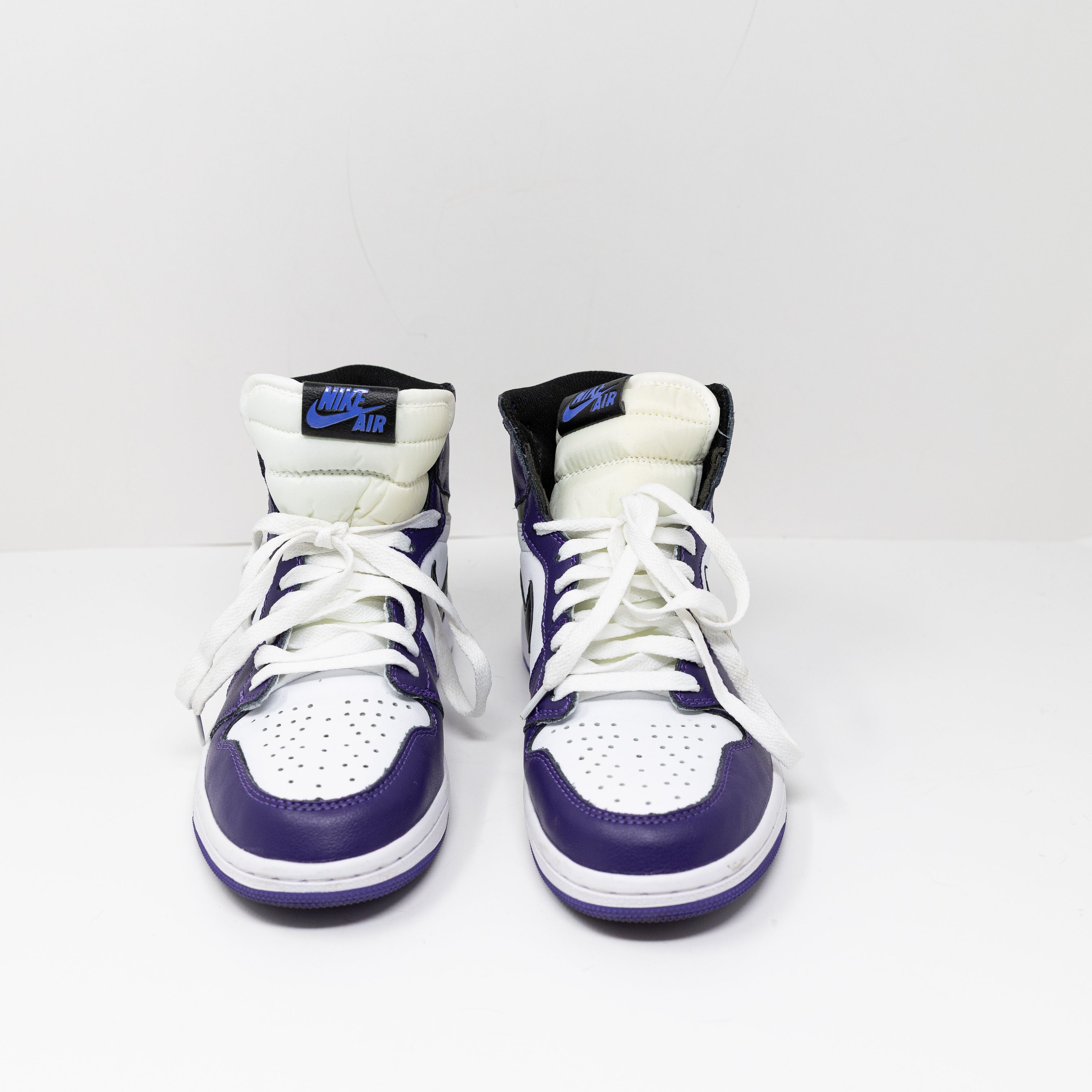 Nike Jordan 1 Retro High Top Leather Court Athletic Purple White Sneakers Shoes