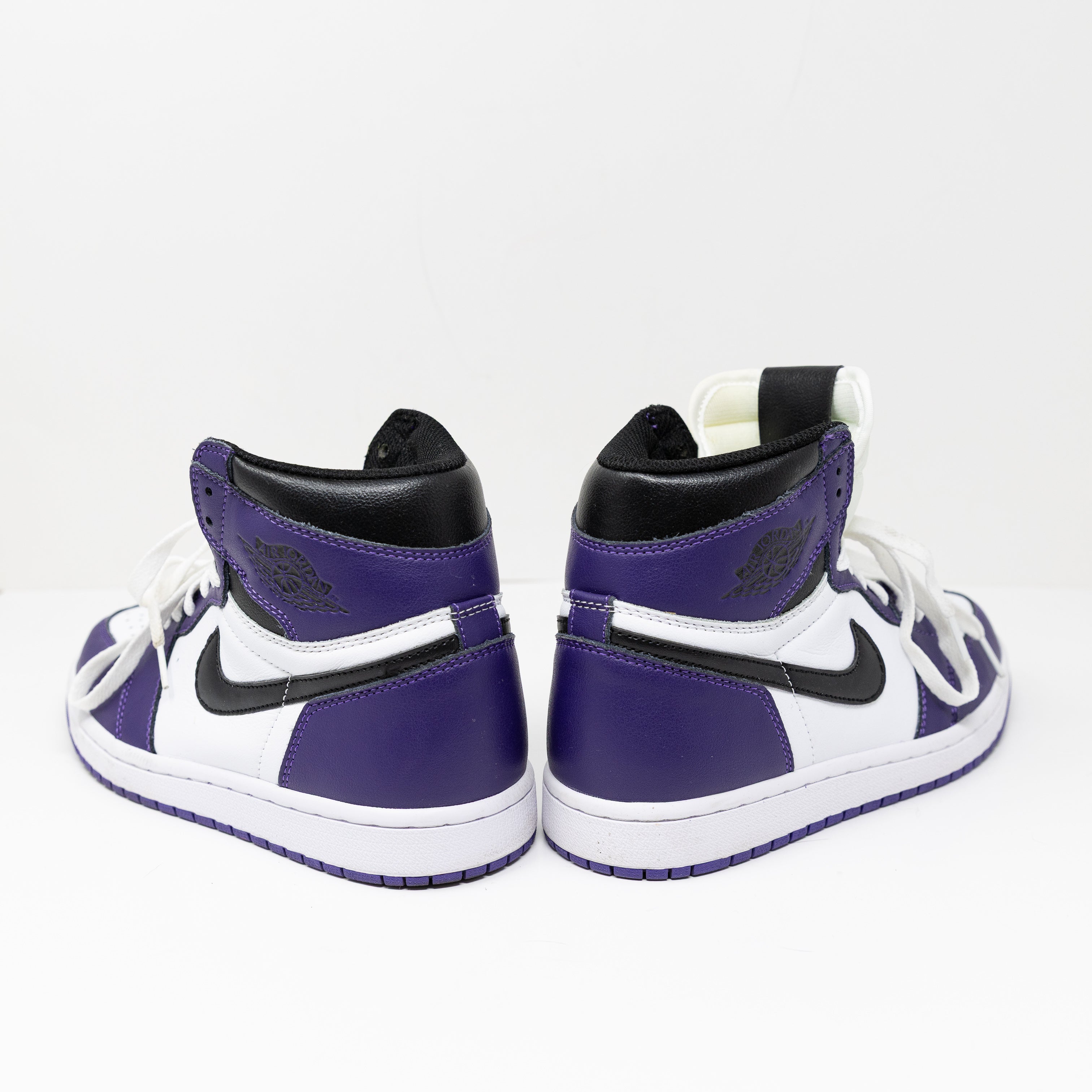 Nike Jordan 1 Retro High Top Leather Court Athletic Purple White Sneakers Shoes