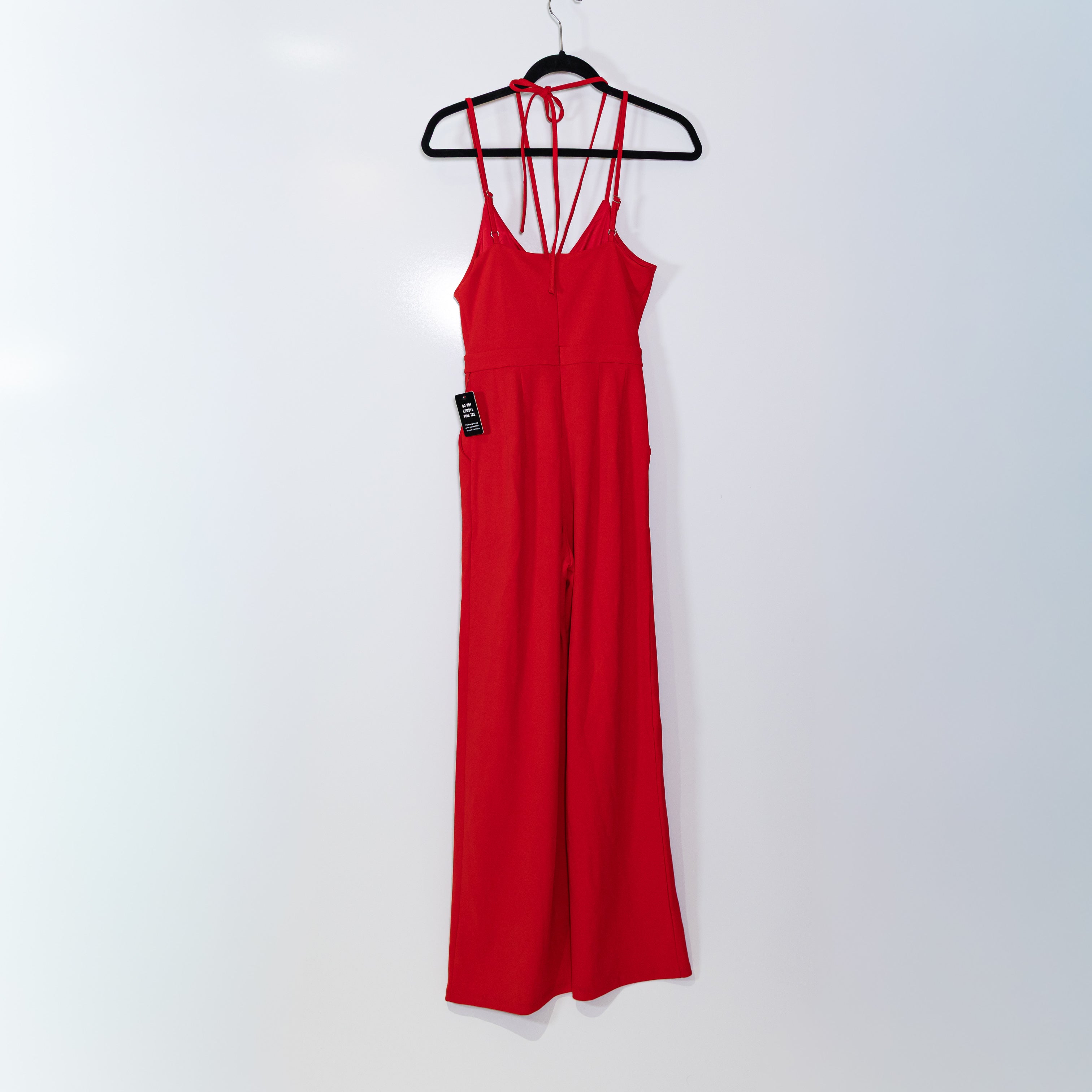 NEW Express Cut Out Ruched Bodice Wide Leg Jumpsuit Jumper Red 2