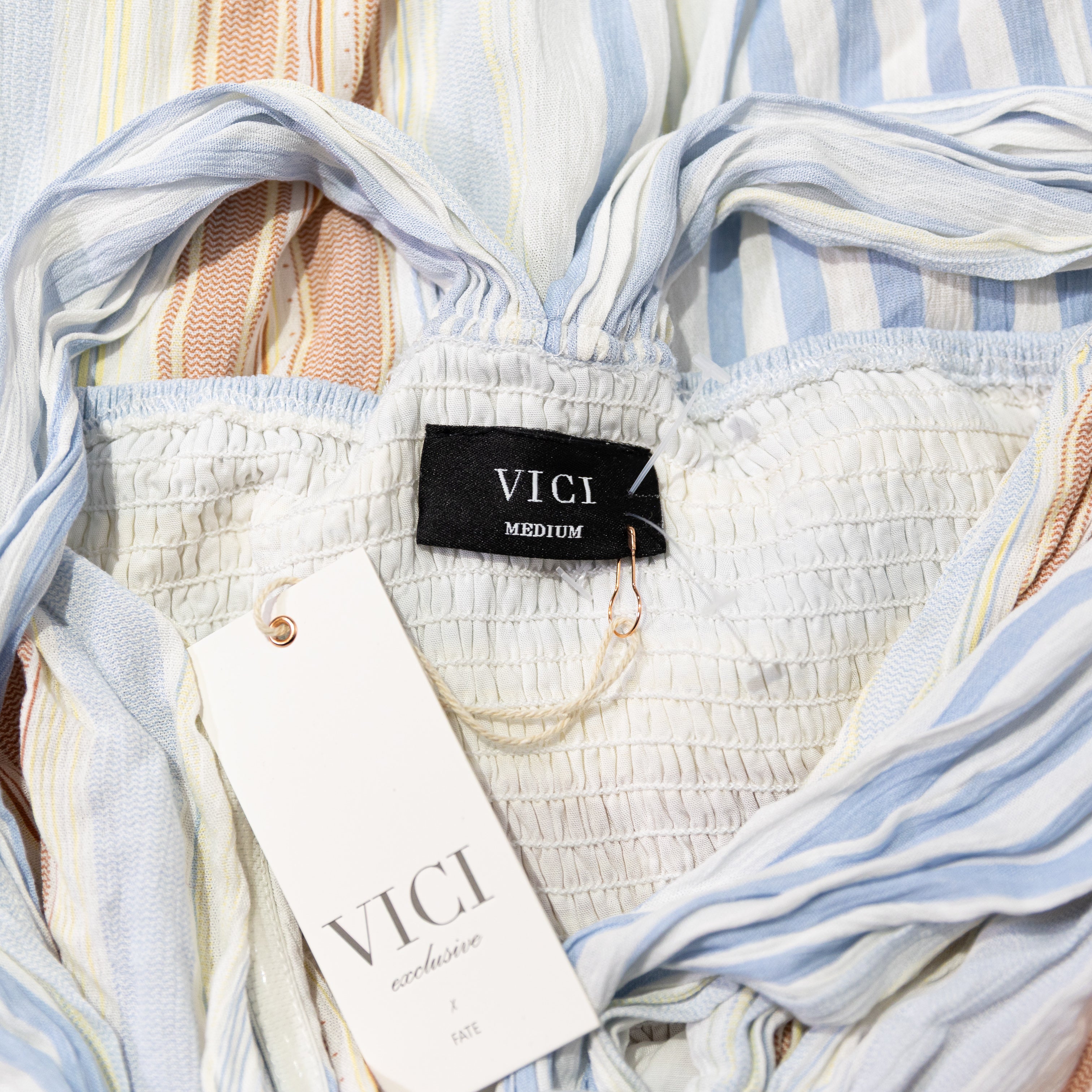 NEW Vici Exclusive x Fate Angel Island Halter Neck Striped Print Maxi Dress M