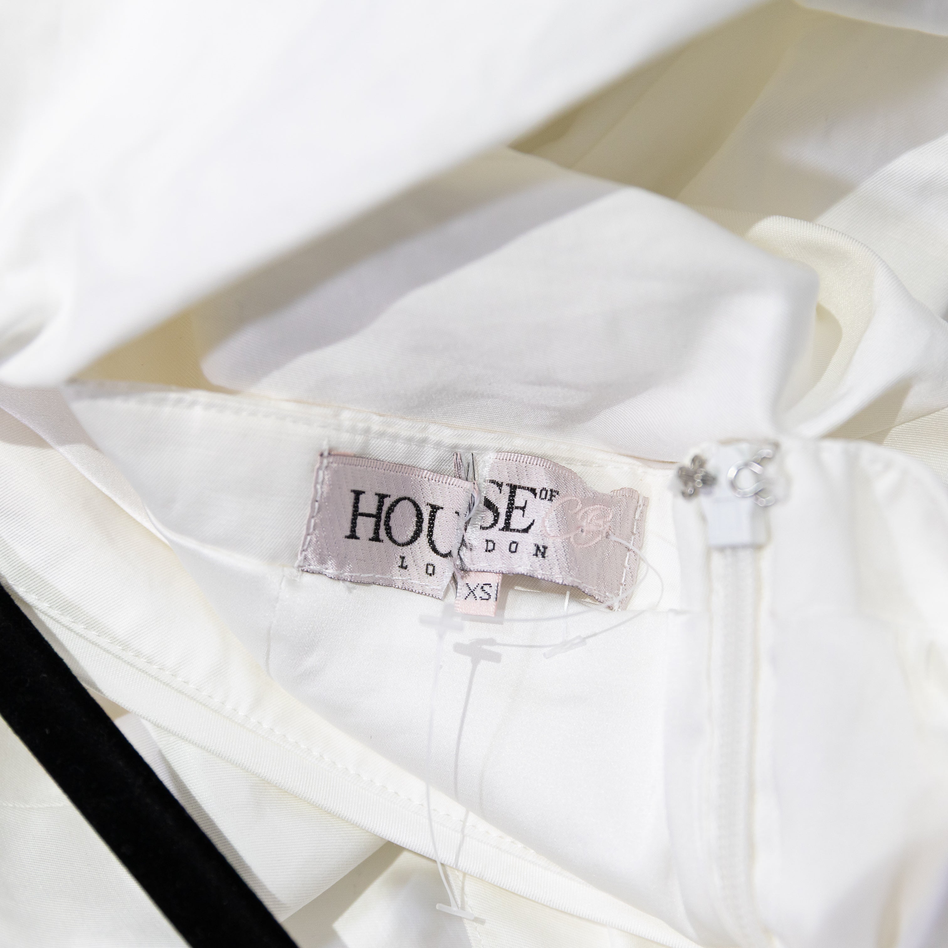 House Of CB Jadore Cotton Poplin Stretch Long Sleeve Mini Dress Solid White XS