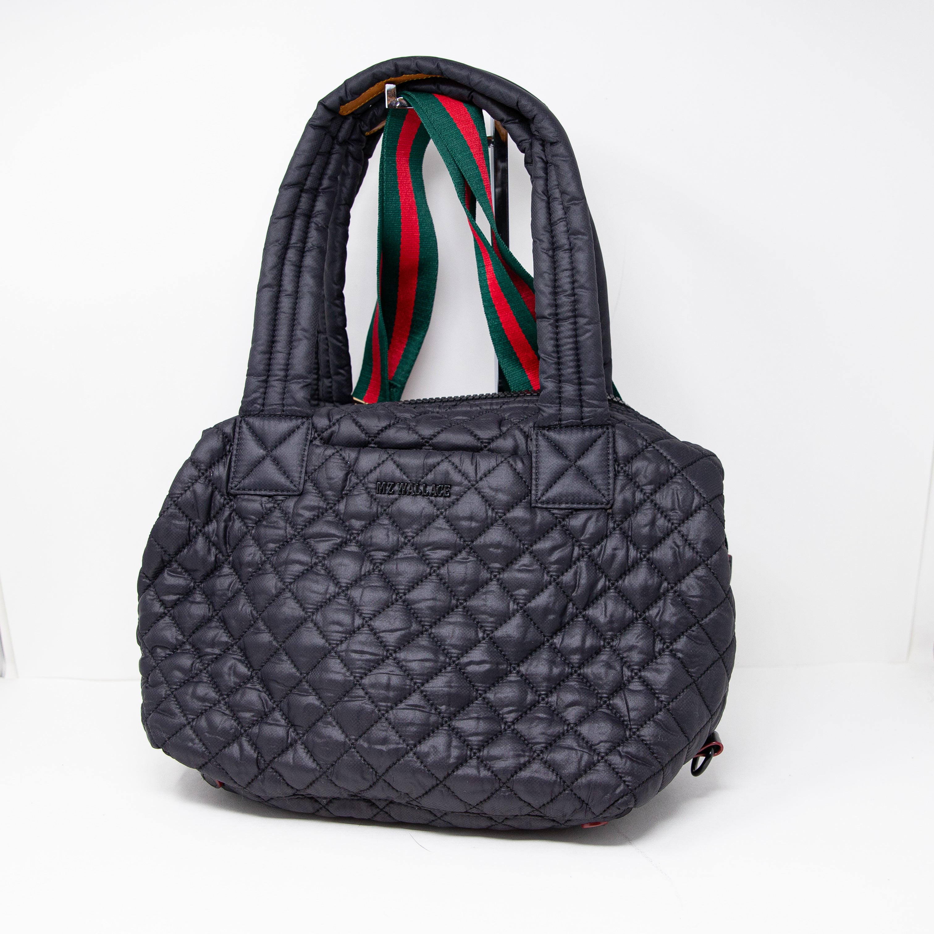 MZ Wallace Sutton Deluxe Medium Top Handle Quilted Duffel Crossbody Bag Purse