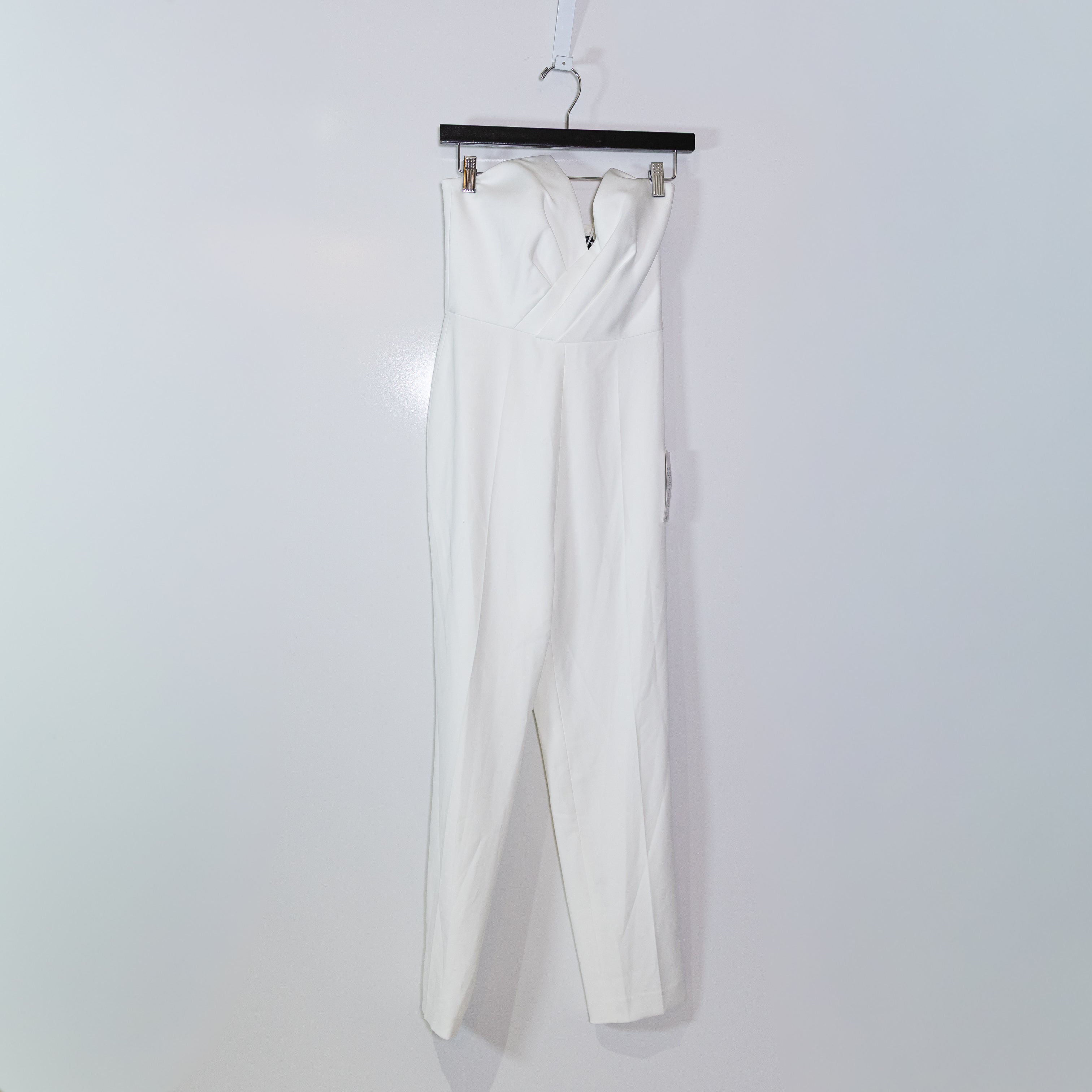 NEW Jay Godfrey Abrams Strapless VNeck Full Length Jumpsuit Jumper Diamond White