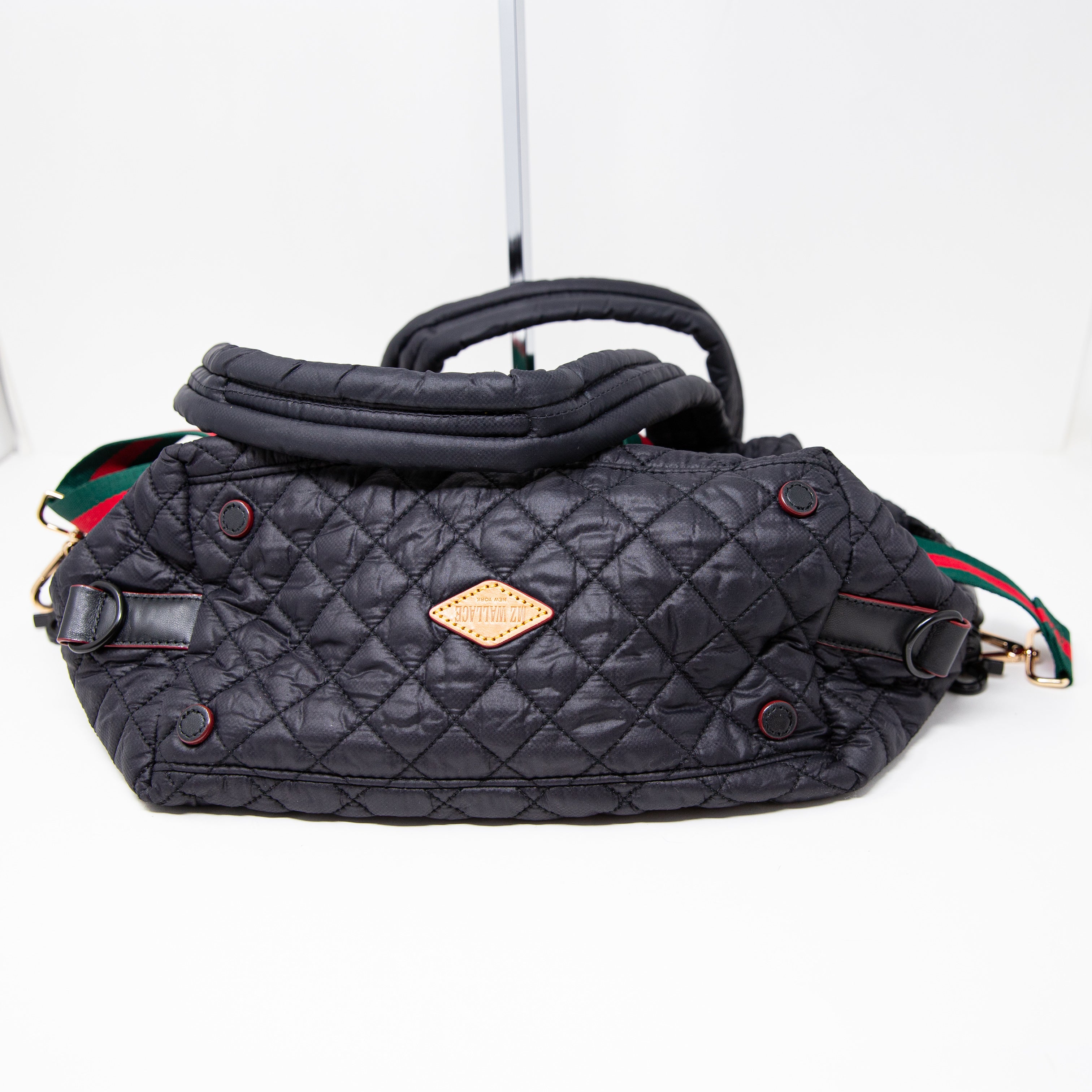 MZ Wallace Sutton Deluxe Medium Top Handle Quilted Duffel Crossbody Bag Purse