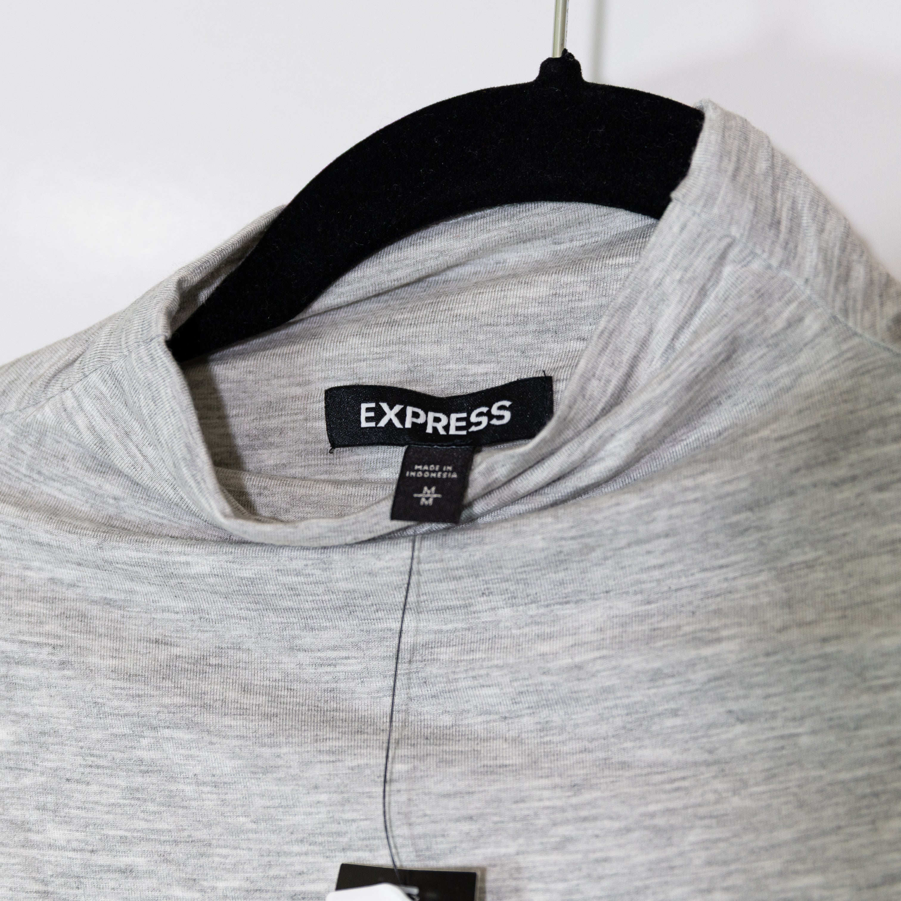 NEW Express Jersey Knit Stretch Mock Neck Long Sleeve One Piece Bodysuit Gray M