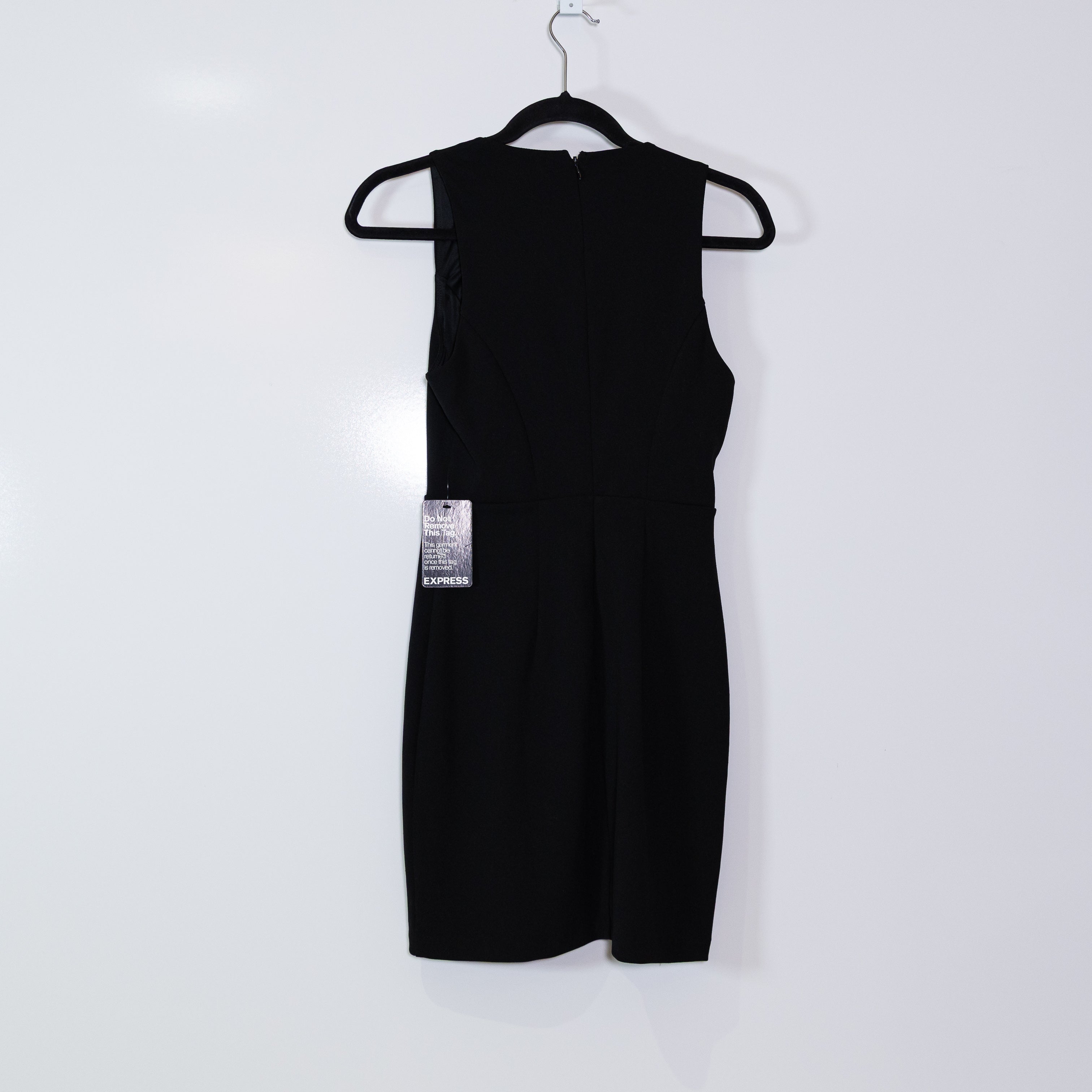 NEW Express Women's Cut Out Shoulder Sleeveless Crepe Shift Mini Dress Black XS