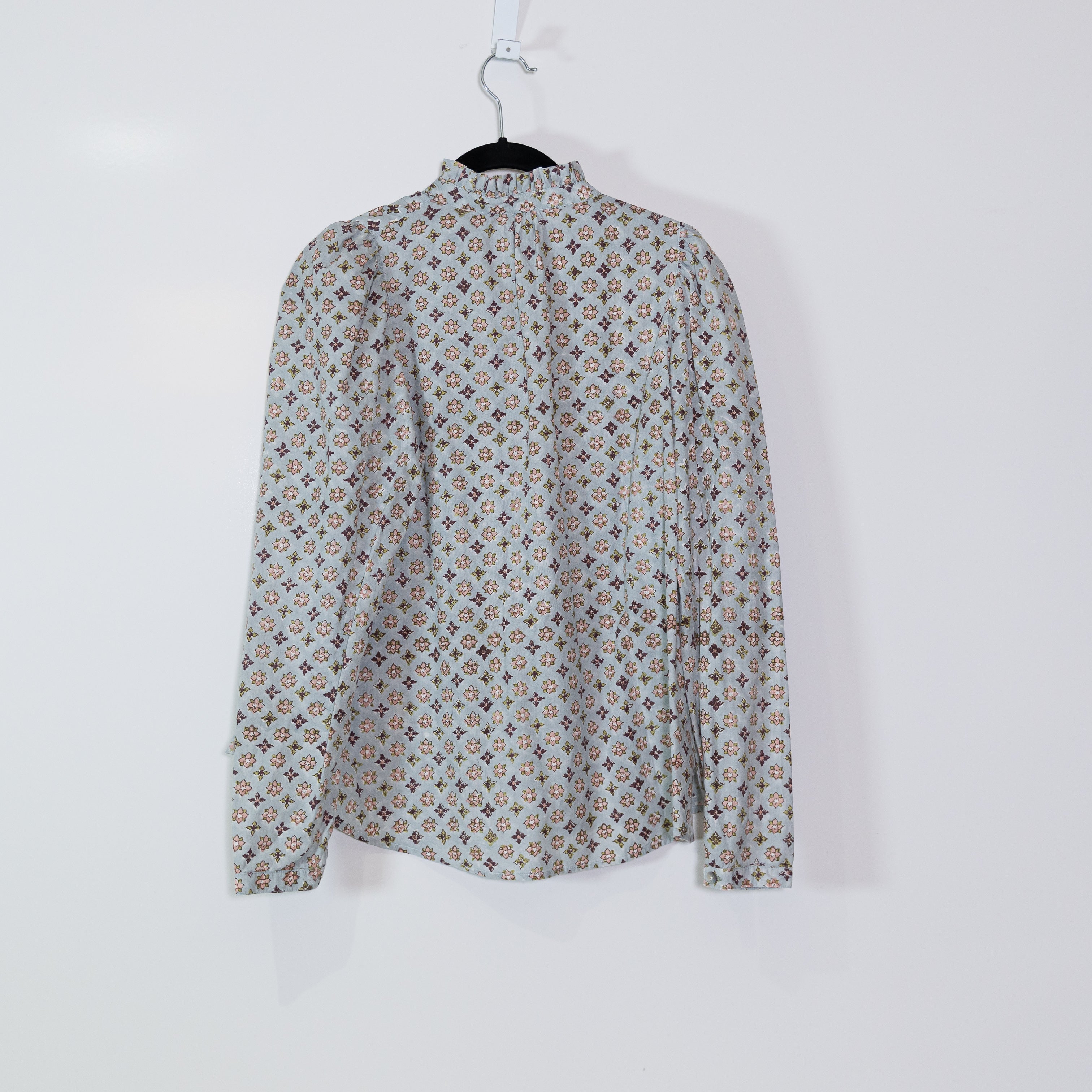 Alix Of Bohemia Annabel Cotton Ruffle Collar Button Down Print Blouse Shirt Top