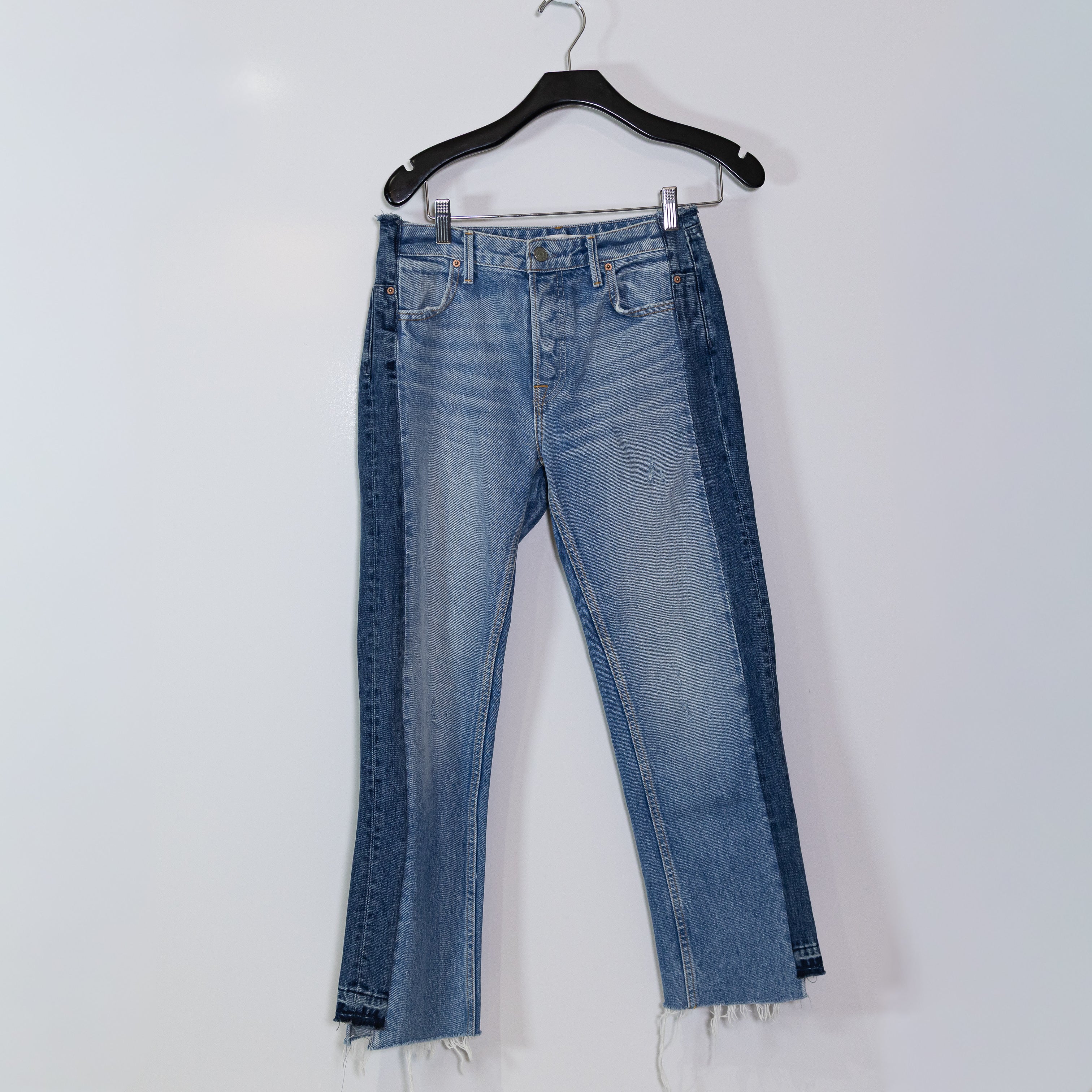 GRLFRND Jessica Frayed Distressed Hem Edge Ankle Crop Cotton Denim Jeans 27