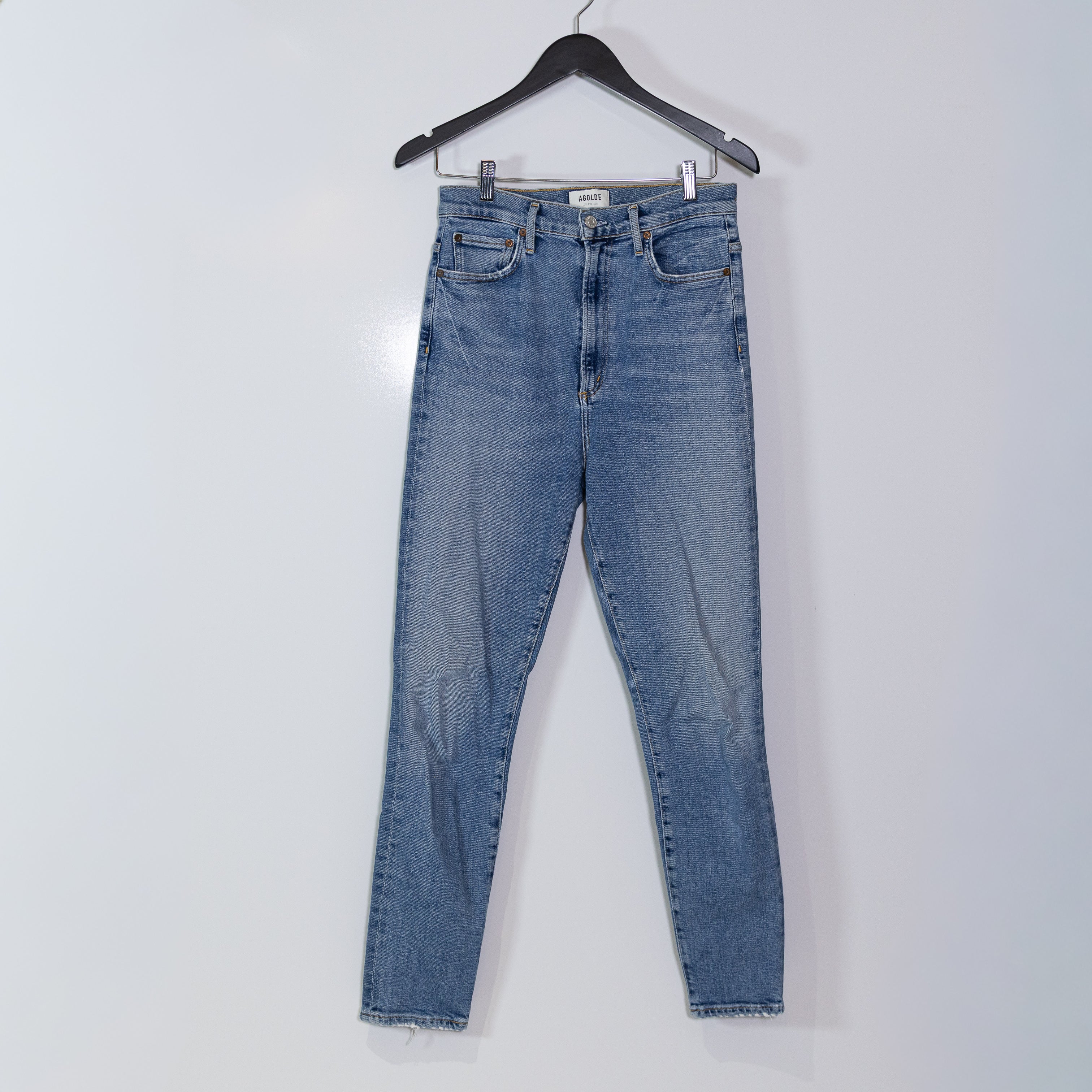 Agolde Women's Pinch Waist Skinny Leg High Rise Cotton Stretch Denim Jeans Amped