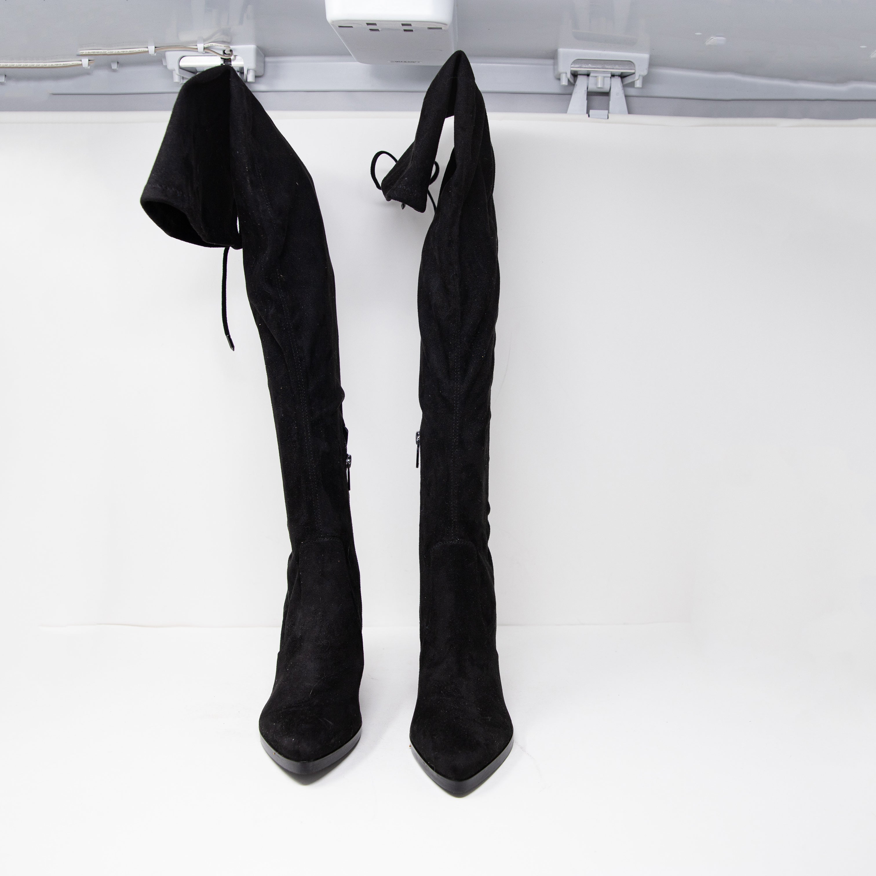 Marc Fisher Arletta Pointed Toe Block High Heel Over The Knee Boots Shoes Black
