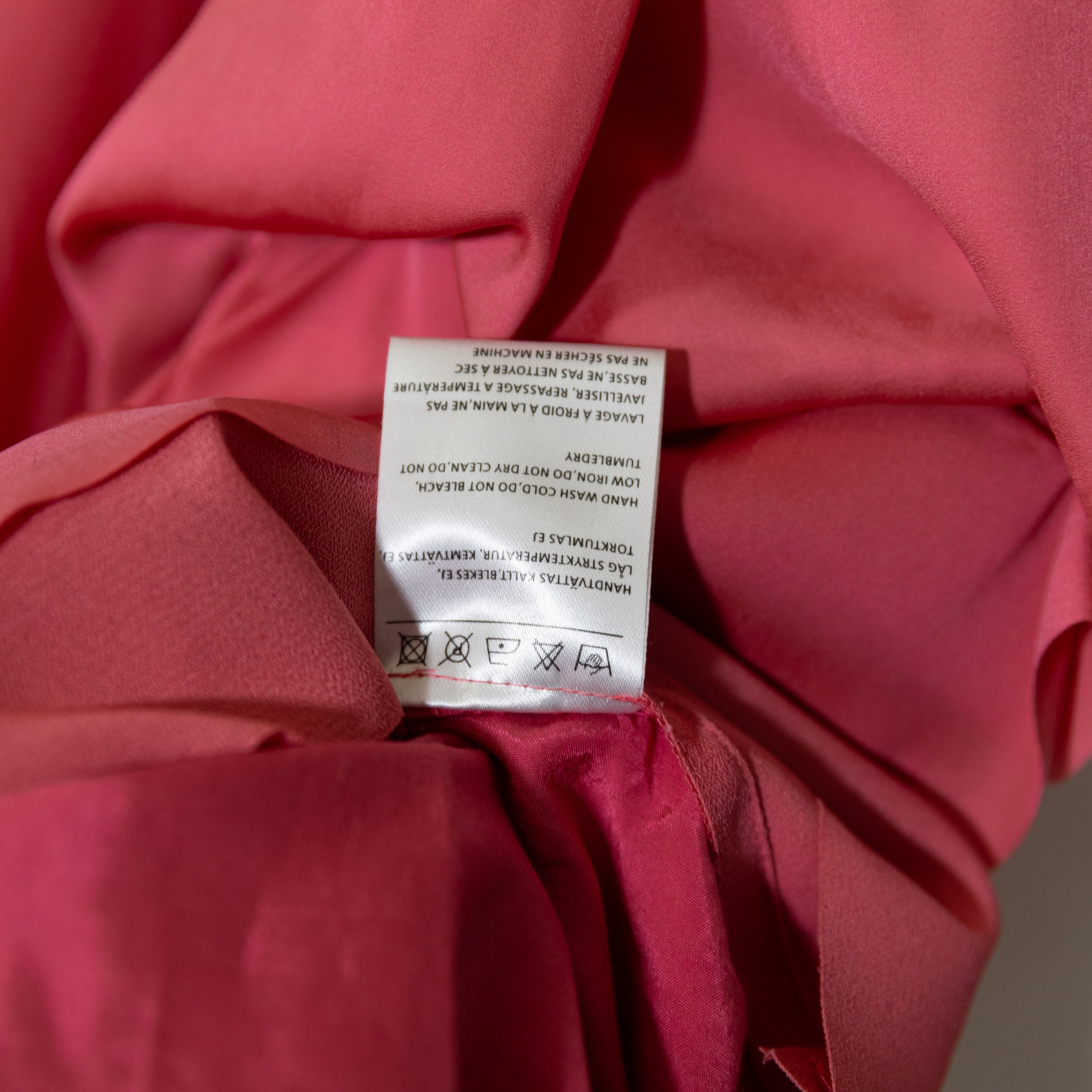 Acne Mallory Crepe Chiffon Sleeveless Pintuck Draped Ruched Mini Dress Pink M