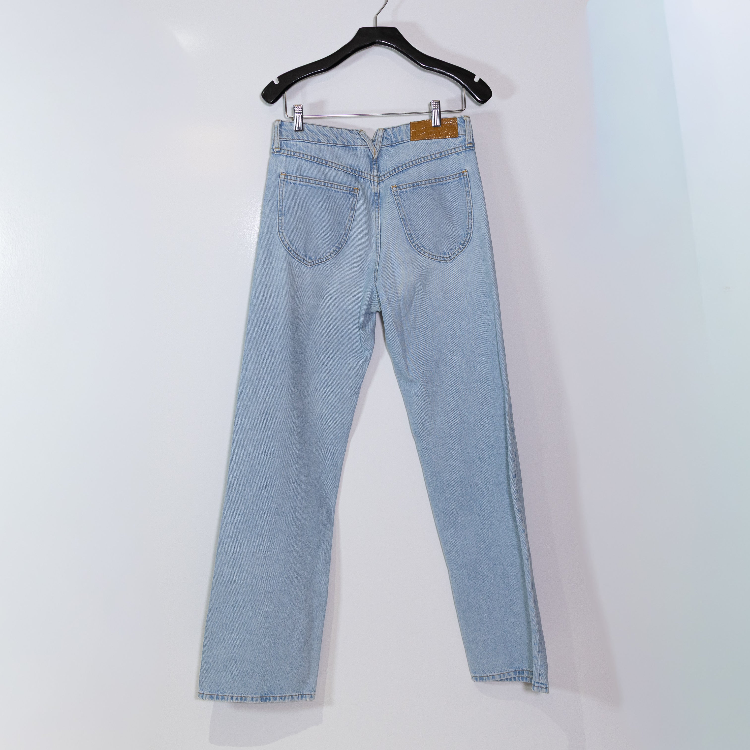 SPRWMN Women's Loose Straight Flare Mid Rise Cotton Denim Jeans 27