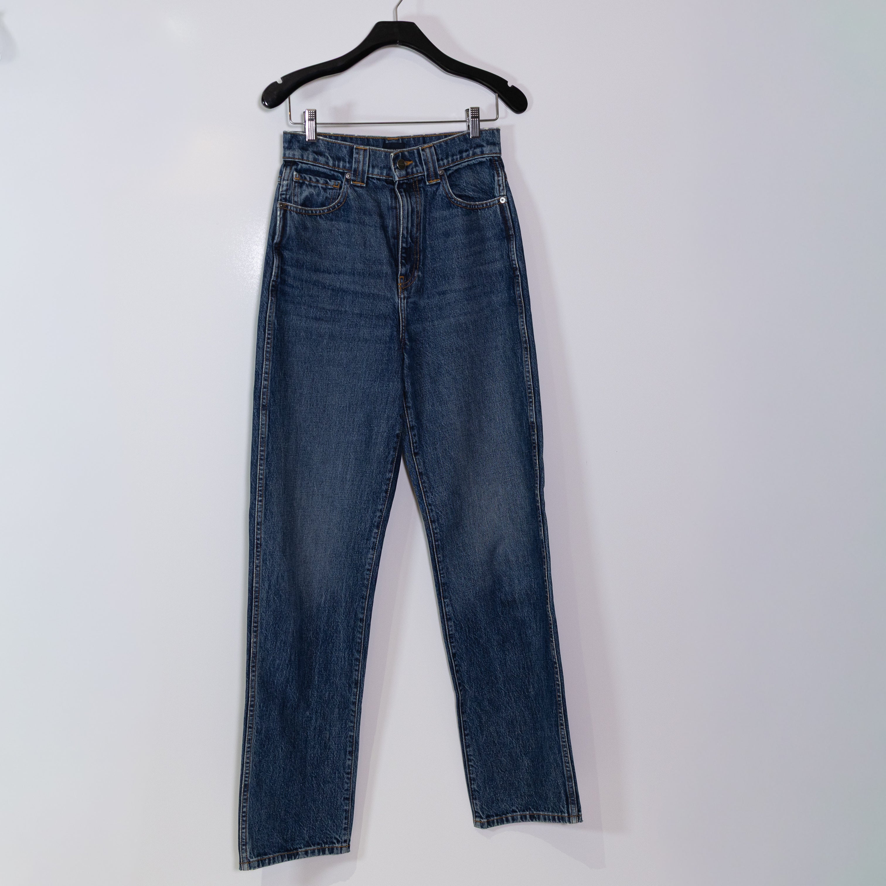 Khaite Albi Cotton Super High Rise Rigid Straight Leg Denim Jeans 28