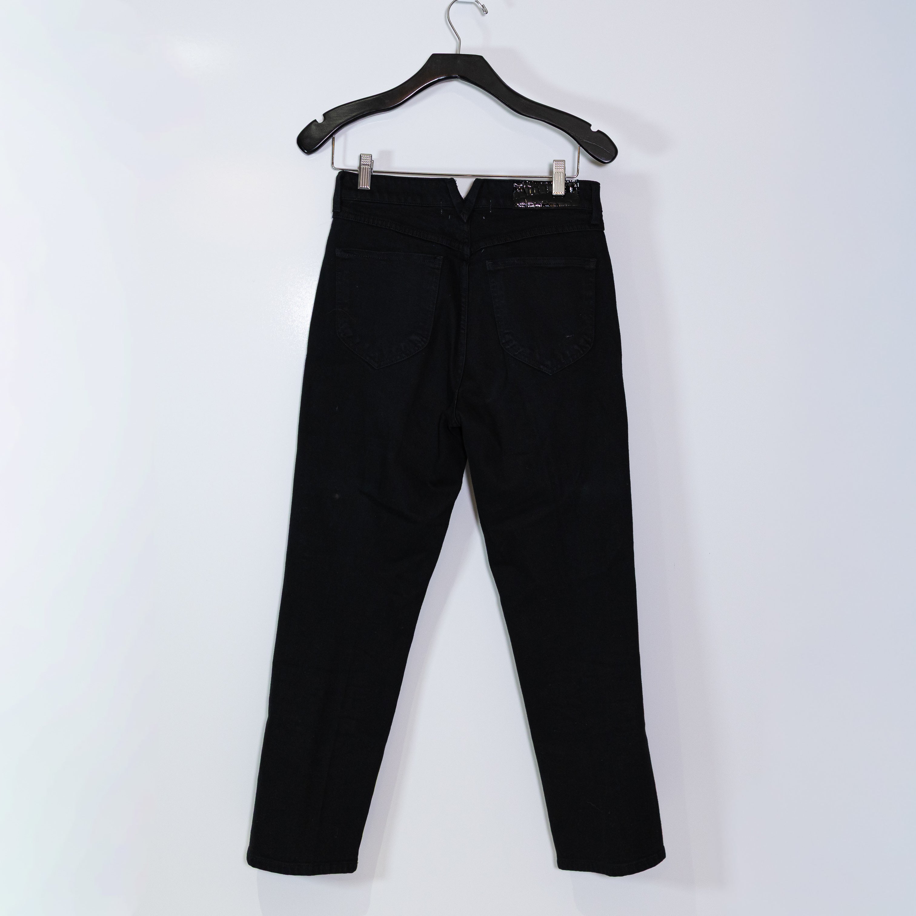 SPRWMN Skinny Straight Leg Mid Rise Cotton Stretch Denim Jeans Black Wash 27