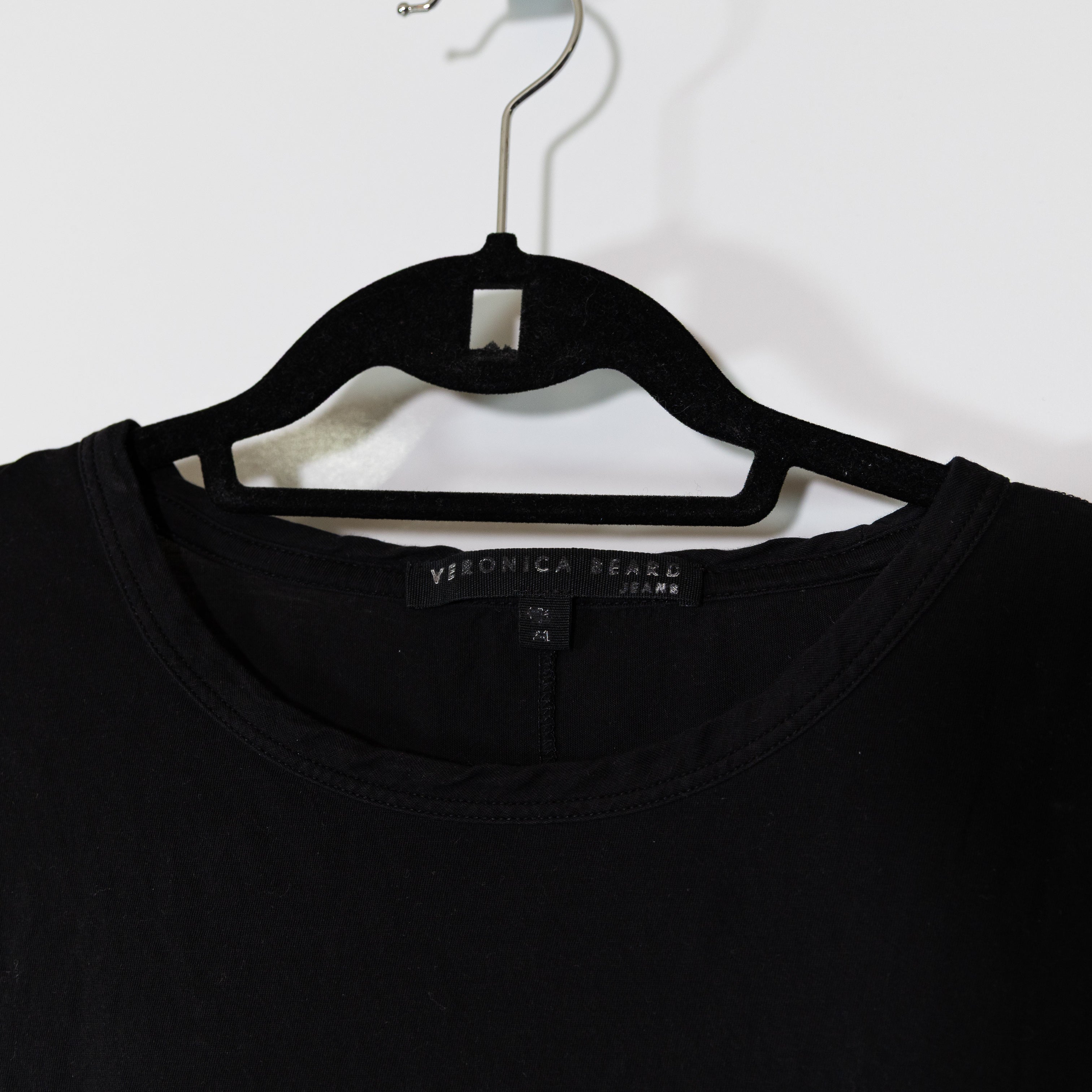Veronica Beard Women's 100% Cotton Scoop Neck Short Sleeve Tee Shirt Black XL