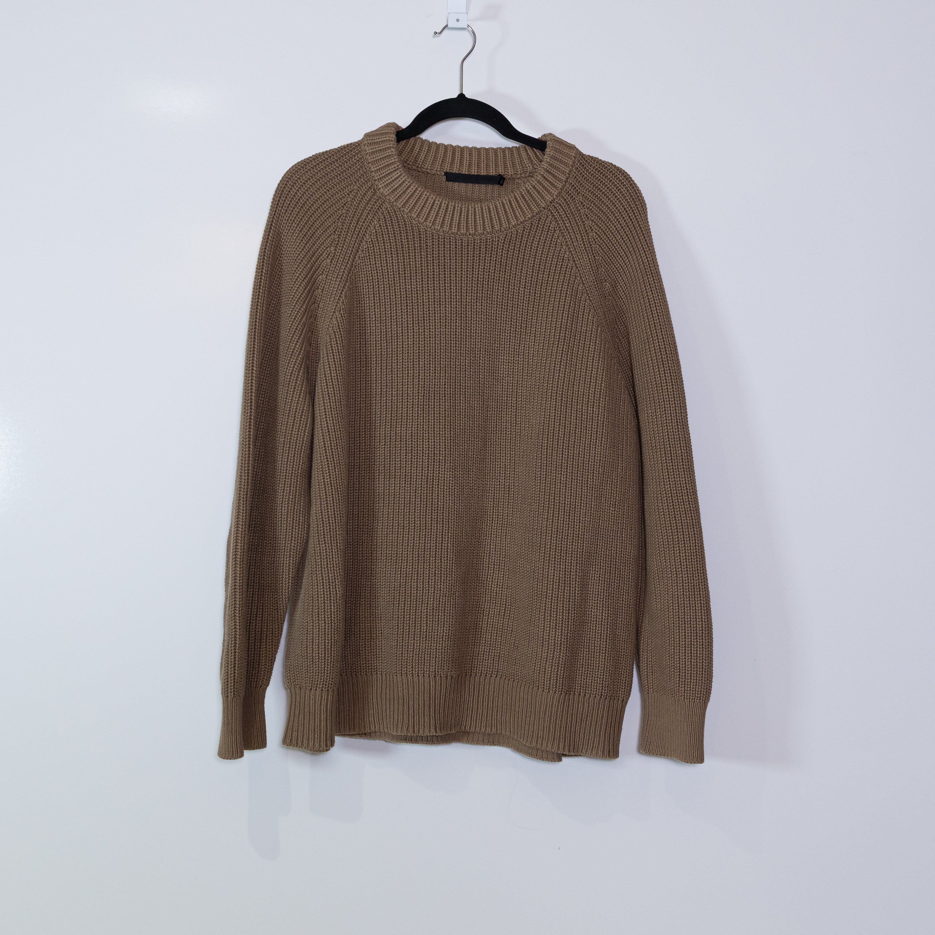 Jenni Kayne Women's Oversized Cotton Knit Stretch Crew Neck Fisherman Sweater L