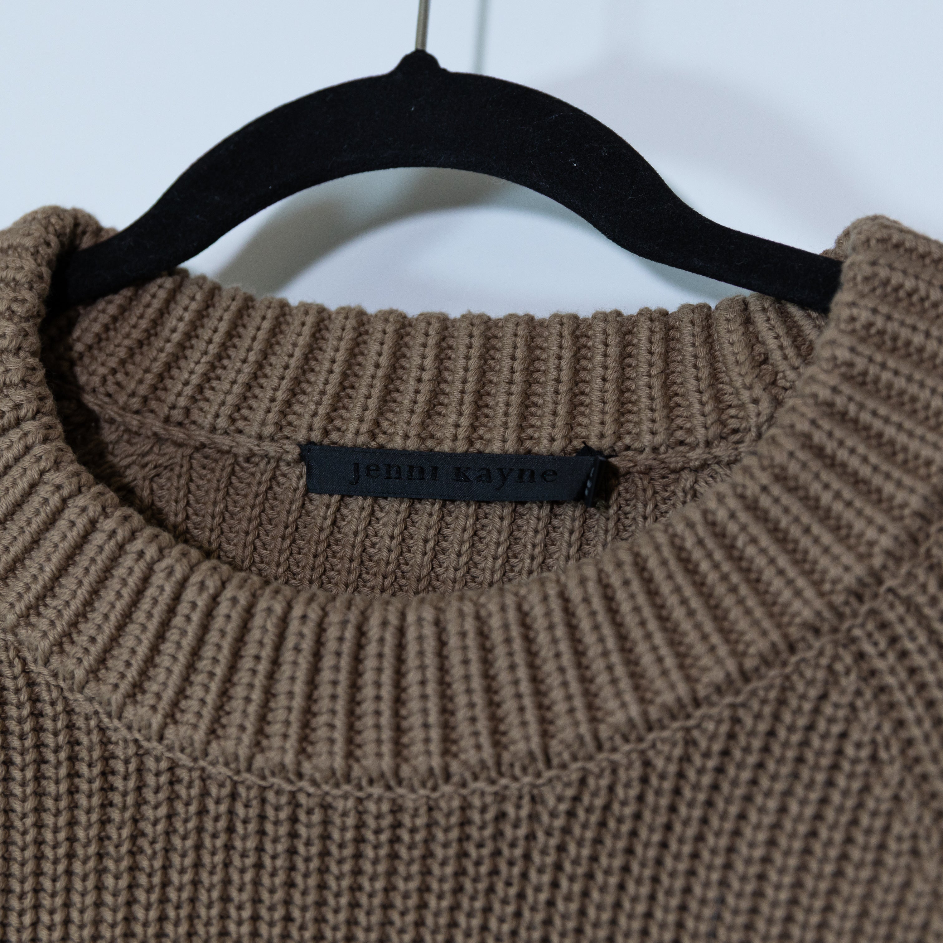 Jenni Kayne Women's Oversized Cotton Knit Stretch Crew Neck Fisherman Sweater L
