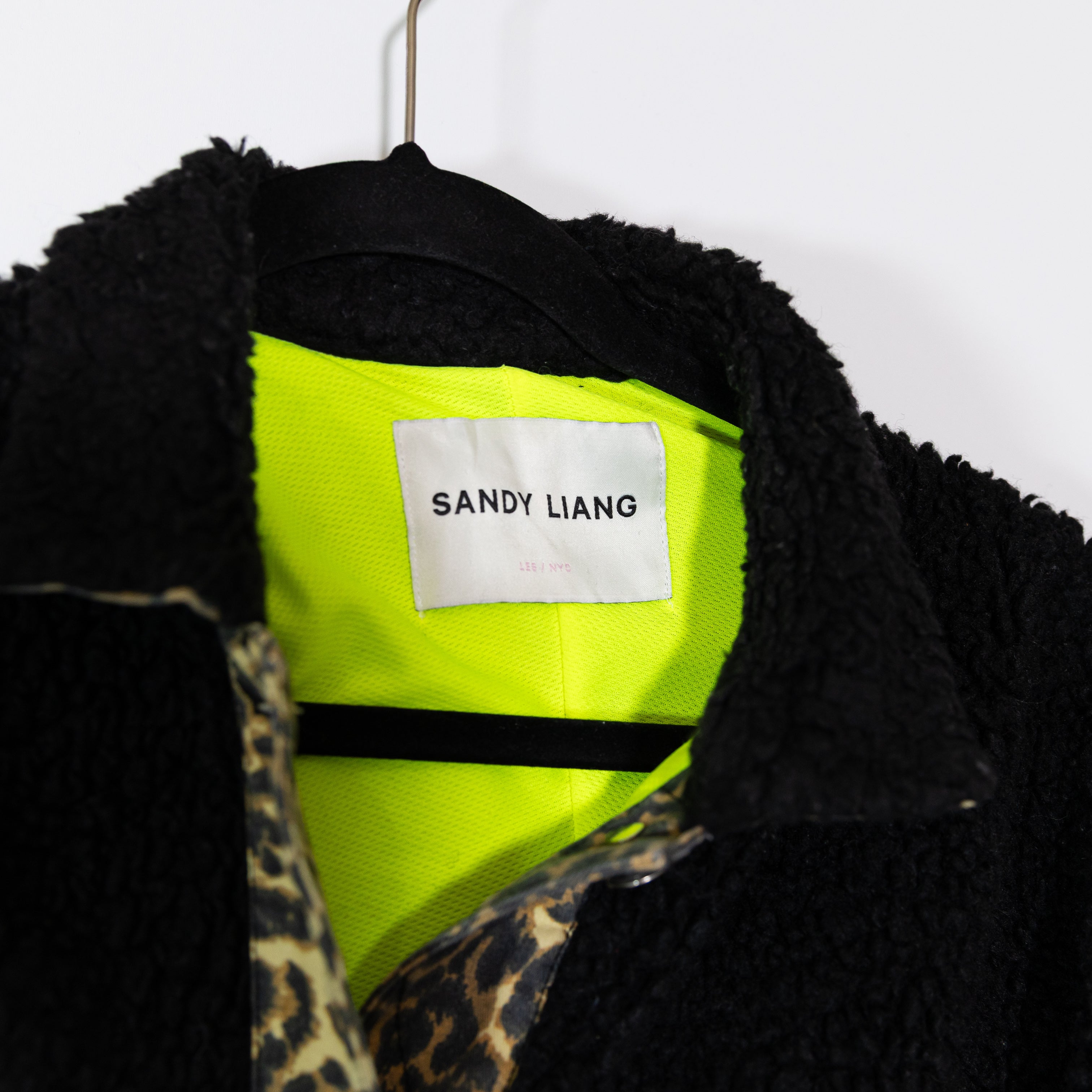 Sandy Liang Moon Leopard Print x SSS Rally Fleece Fuzzy Button Front Jacket XS