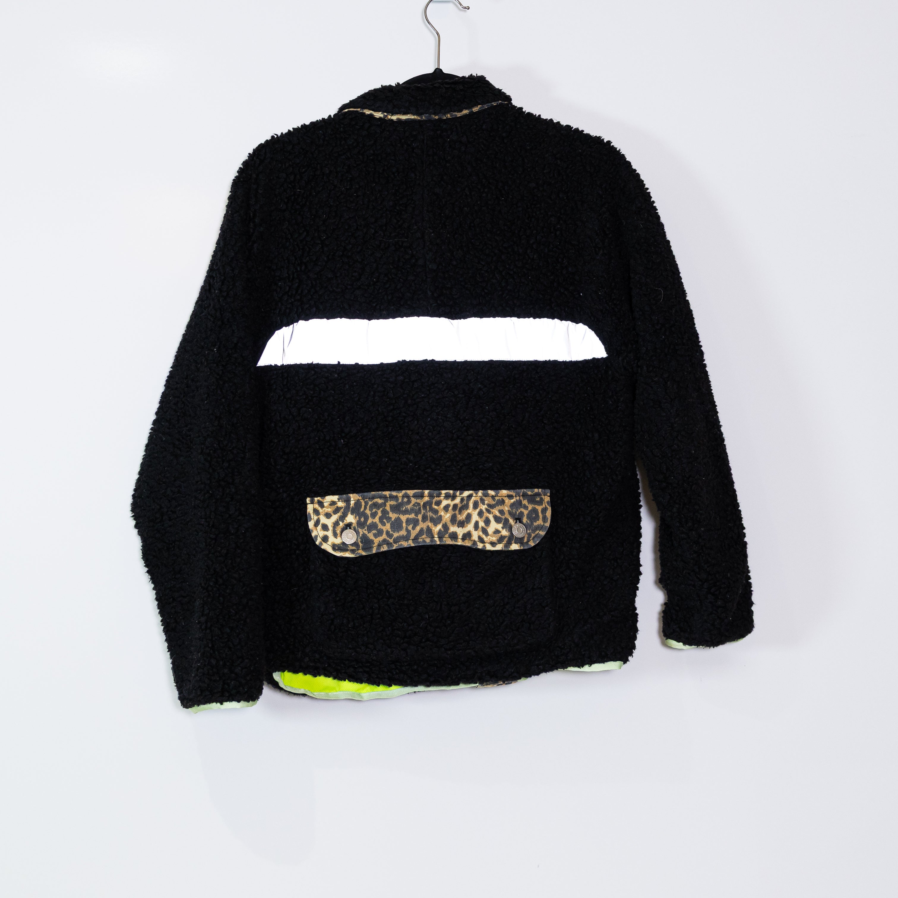 Sandy Liang Moon Leopard Print x SSS Rally Fleece Fuzzy Button Front Jacket XS