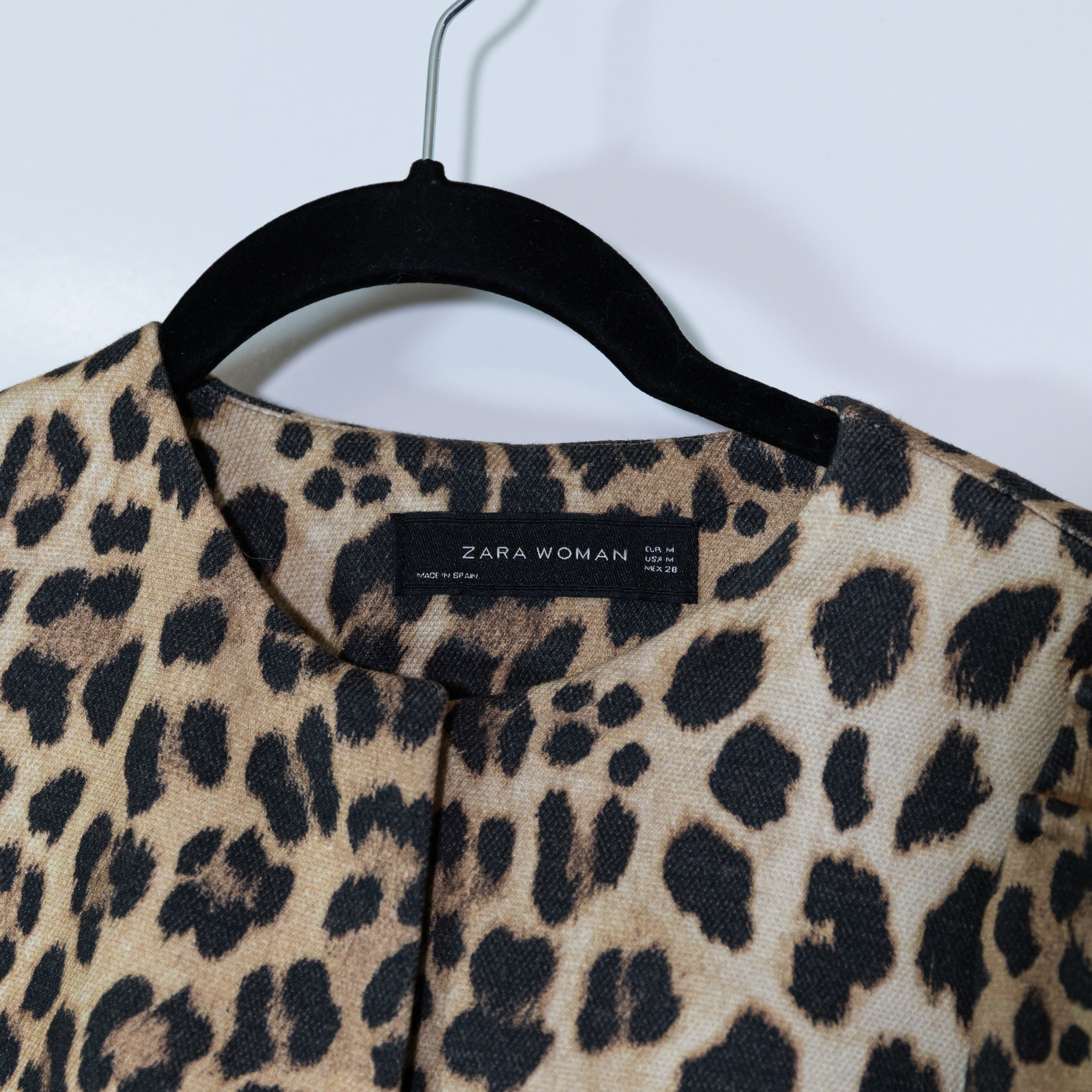 Zara Woman Cheetah Leopard Animal Print Pattern Snap Button Jacket Coat Medium