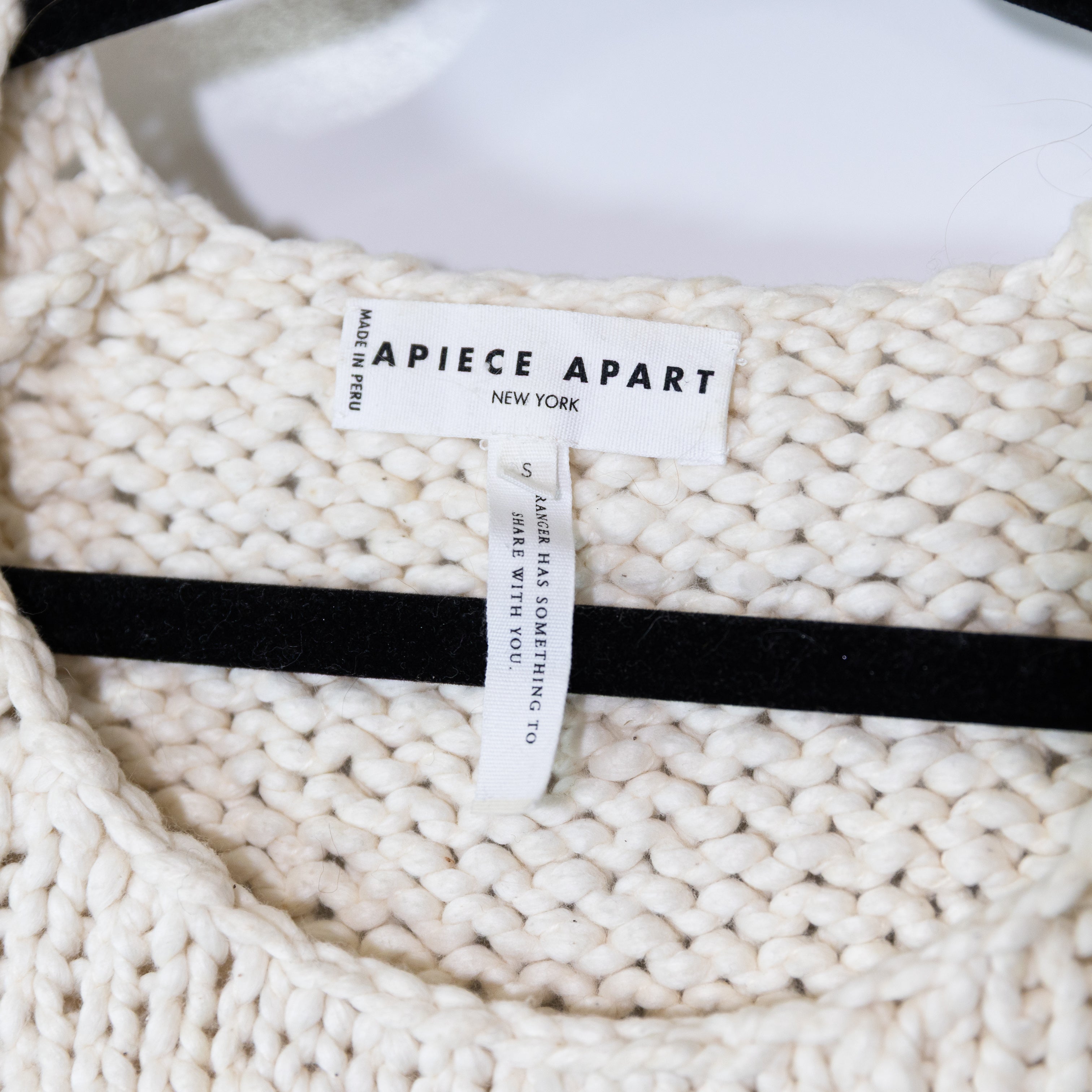 Apiece Apart Cotton Chunky Knit Scoop Neck Long Sleeve Pullover Sweater Ivory S
